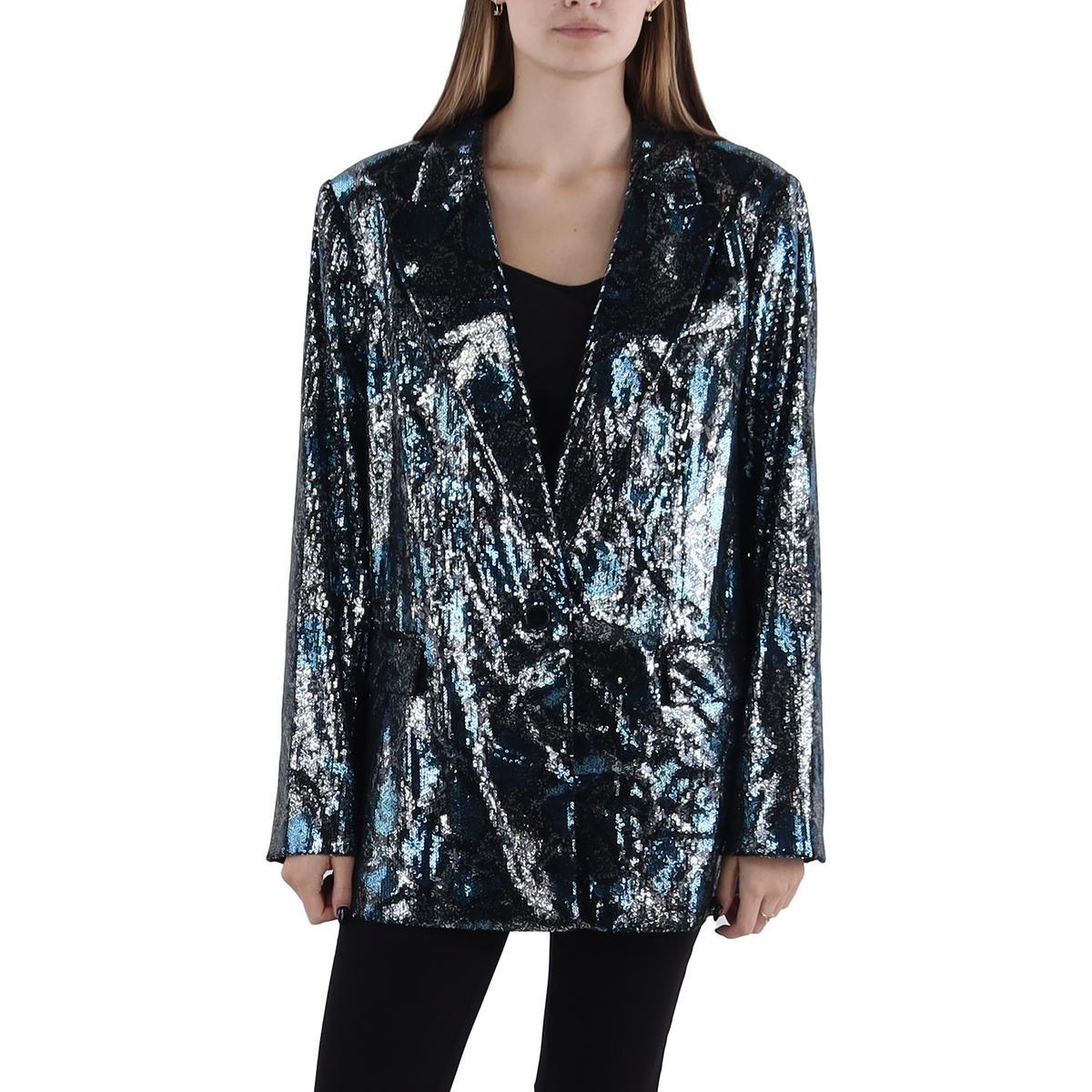 audrey womens sequined suit separate one-button blazer