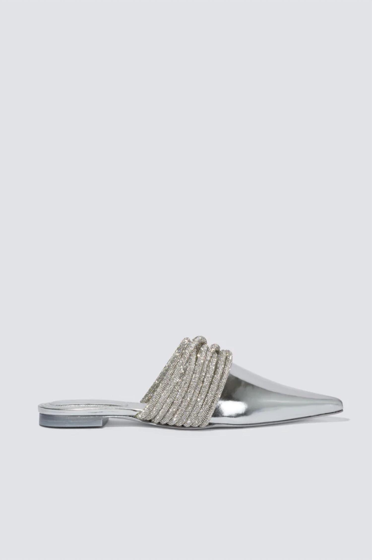 lian multi strap crystal mules in silver