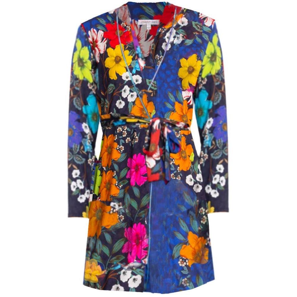 women archimal floral print cotton modal sleep robe multi