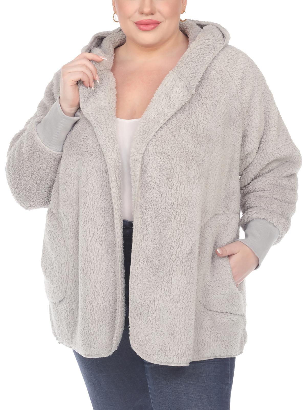 plus womens plush long sleeves fleece jacket