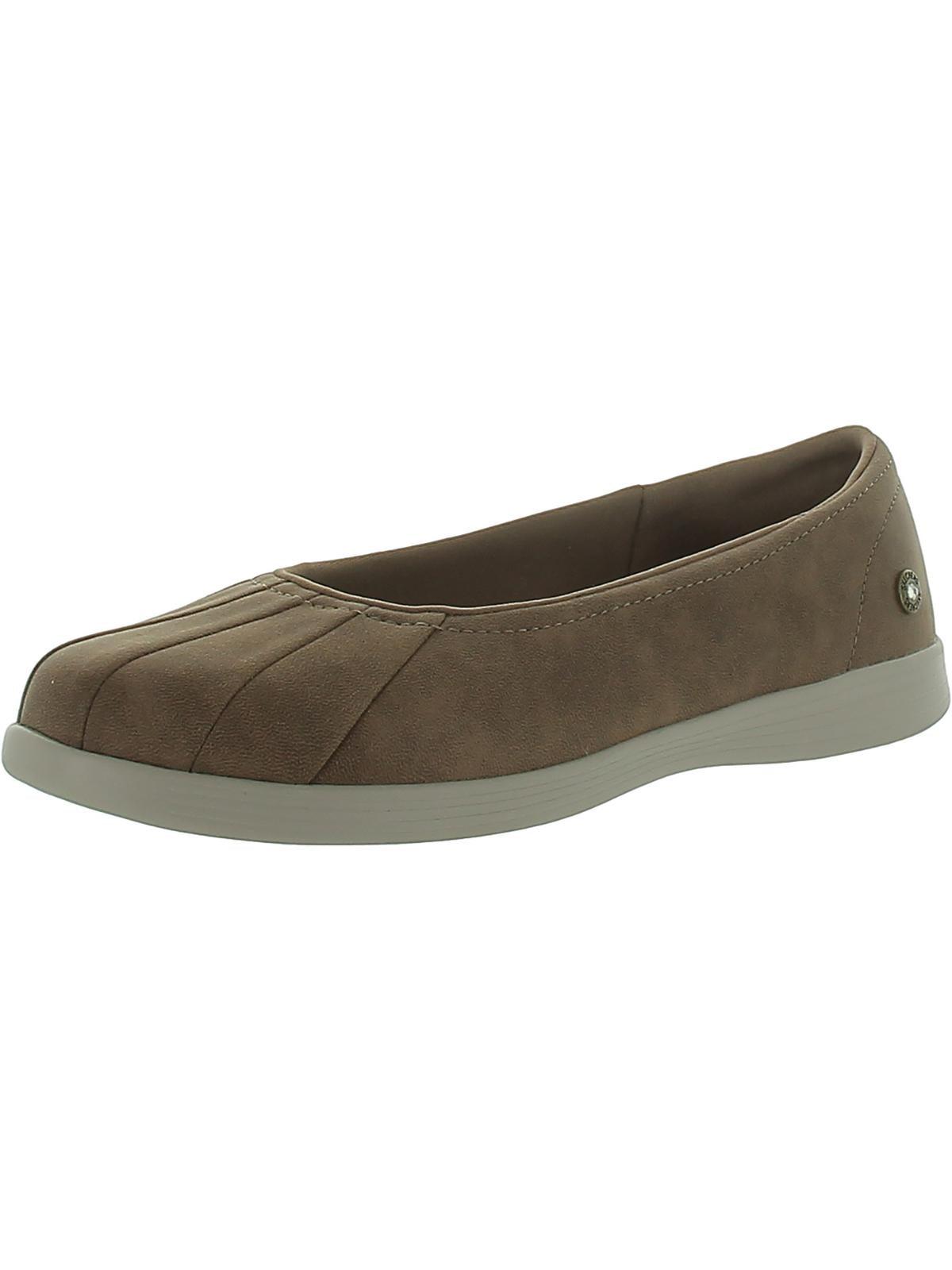 womens faux leather slip on ballet flats