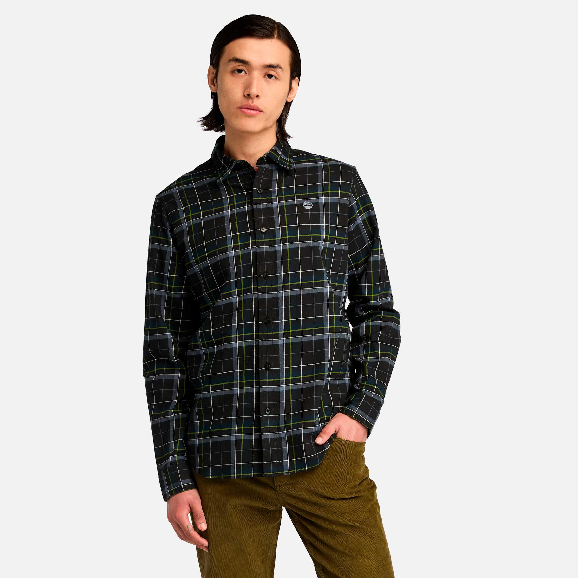 men's brushed twill check shirt