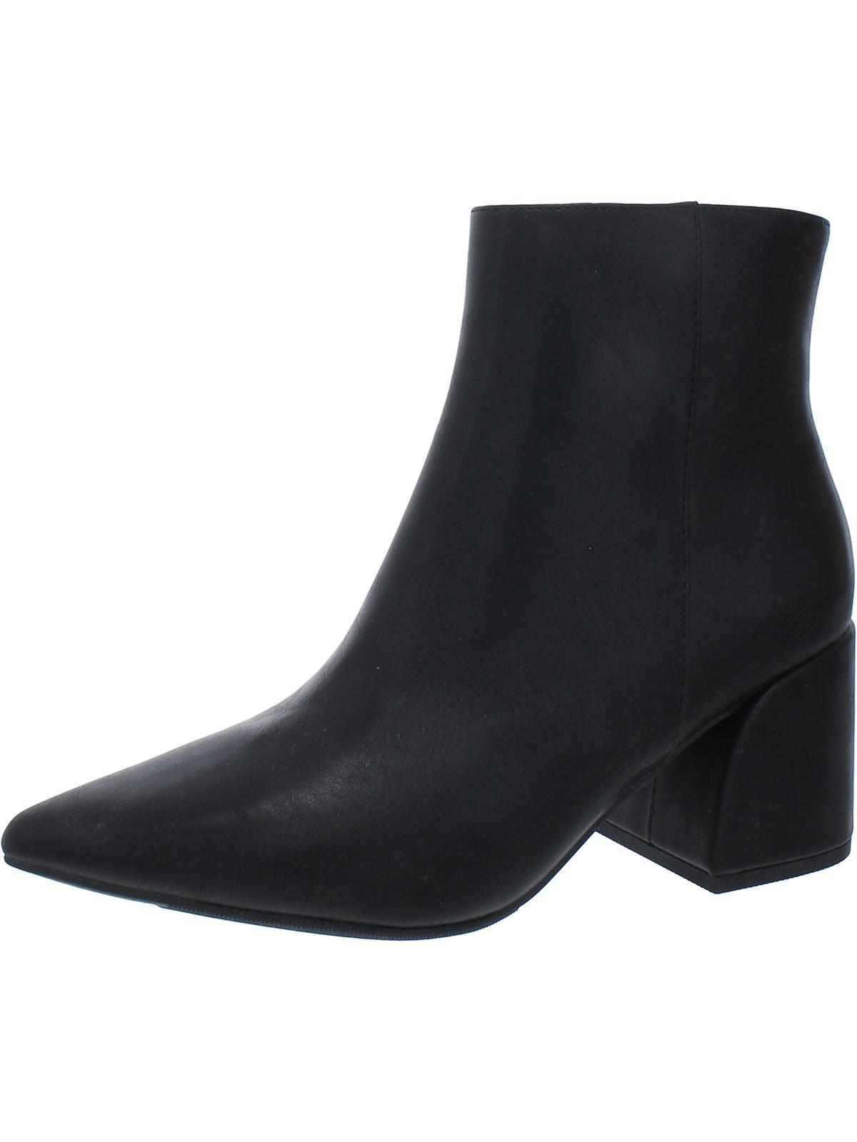 marggot womens faux leather block heel ankle boots