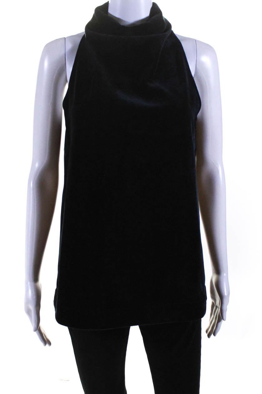 womens mila cowl sleeveless chenille velvet blouse black