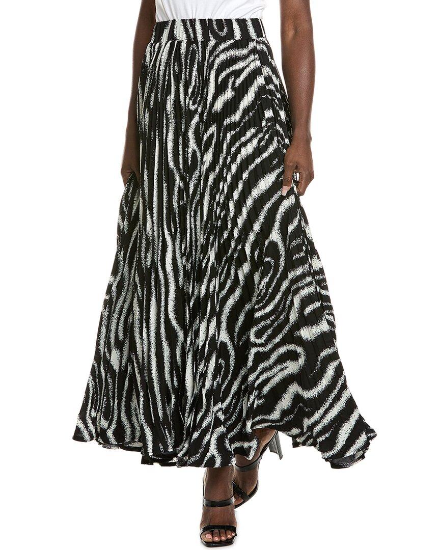 zebra stripe pleated a-line maxi skirt