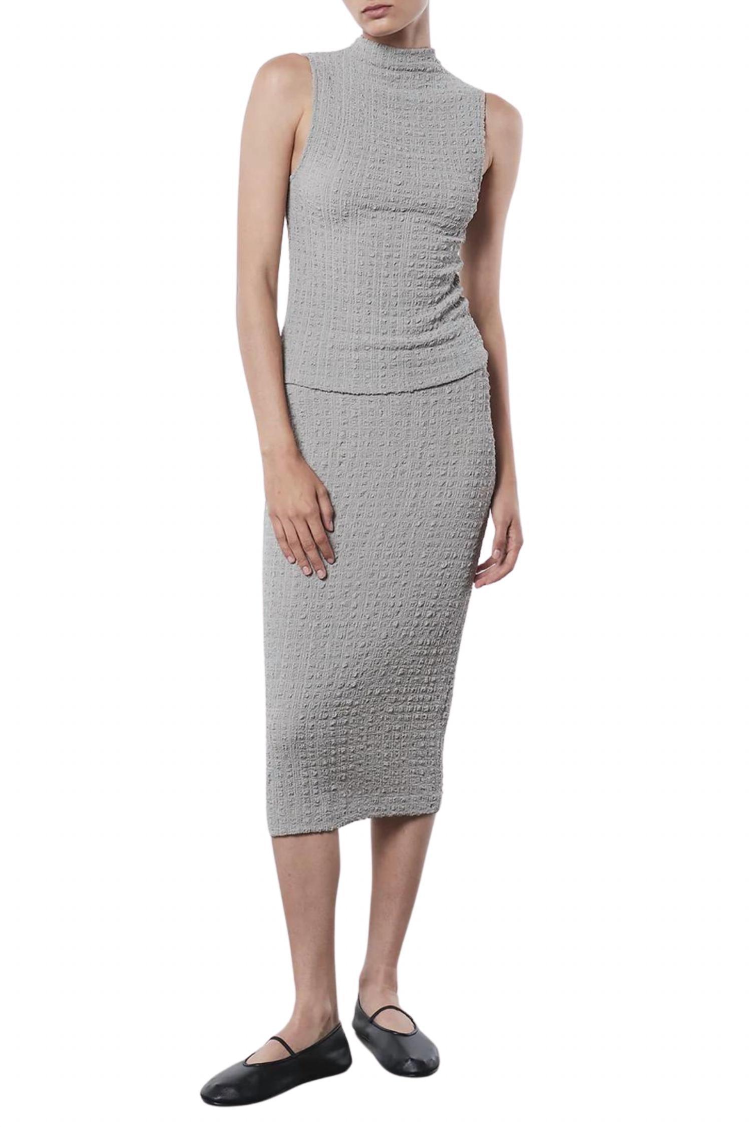 puckered pencil skirt in limestone