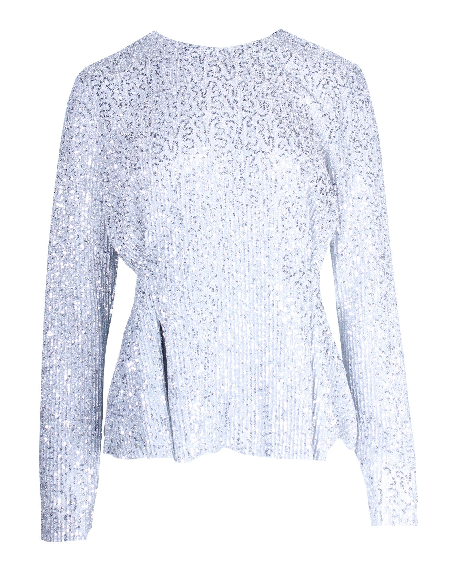 glory sequin-embellished top in silver polyester