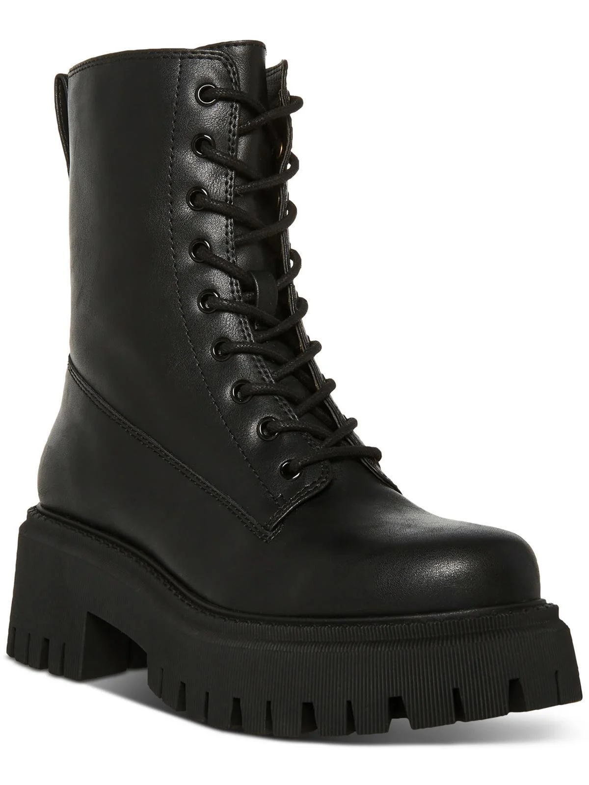 knight womens faux leather lug sole combat & lace-up boots