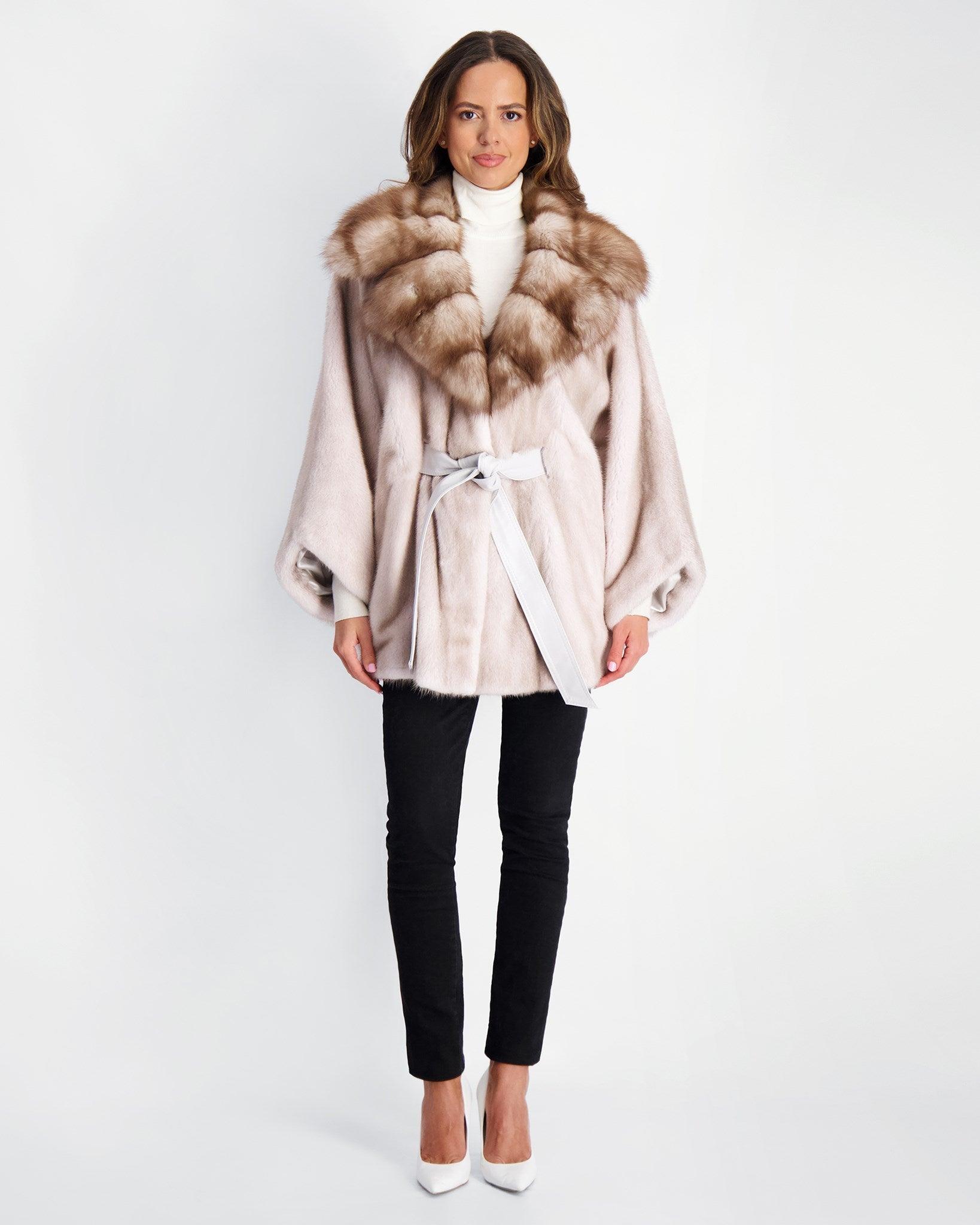 mink jacket with stone marten collar