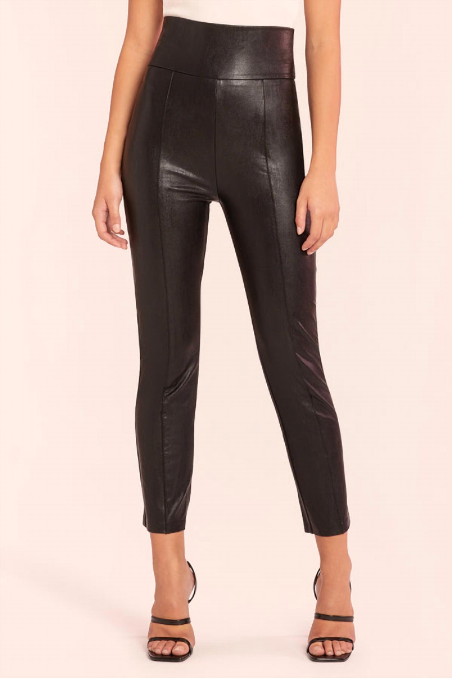 romana faux leather pull-on pants in black