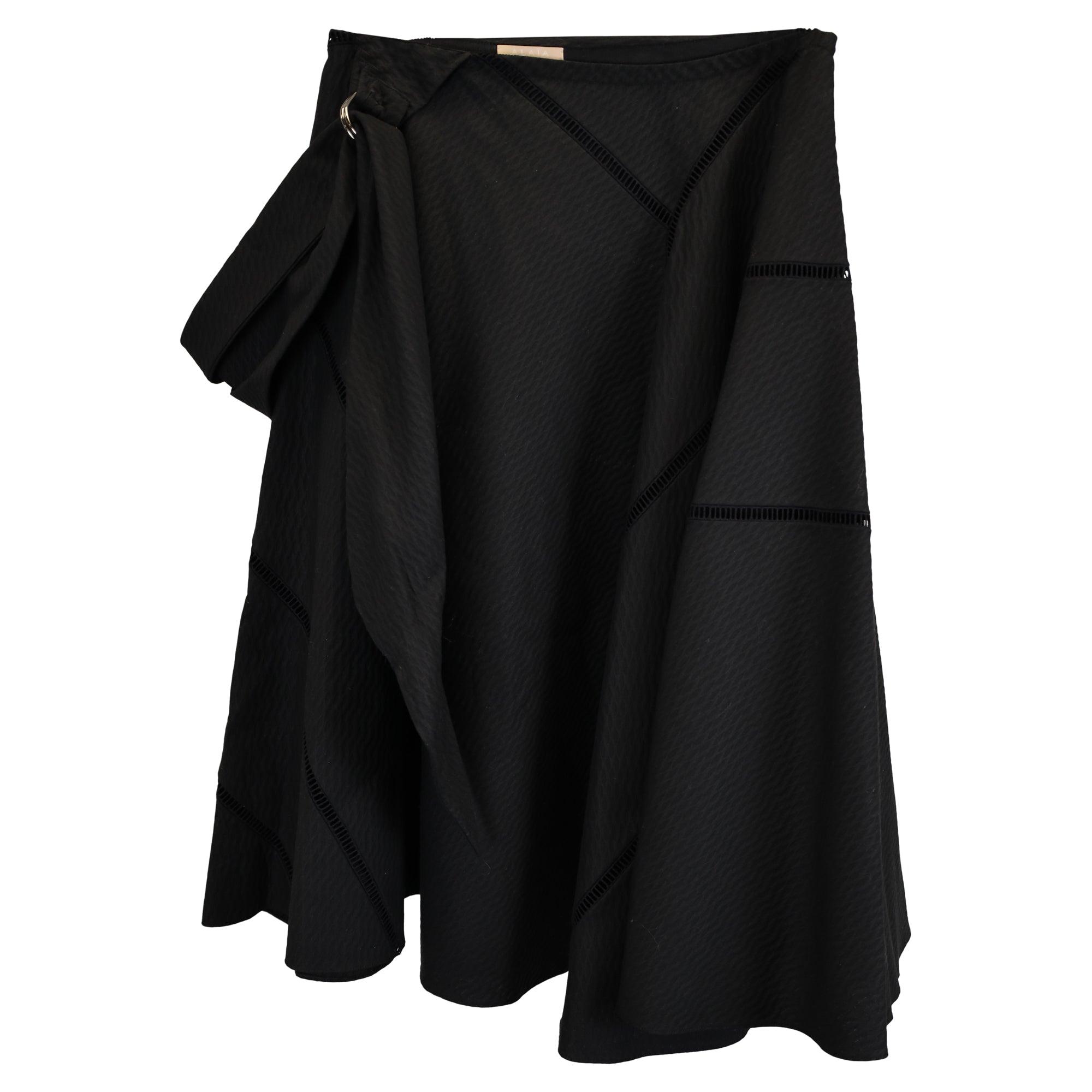 mini wrap skirt in black cotton