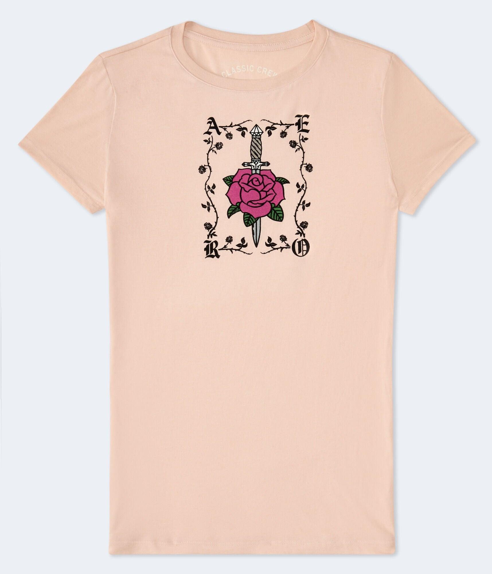 rose vine flocked graphic tee