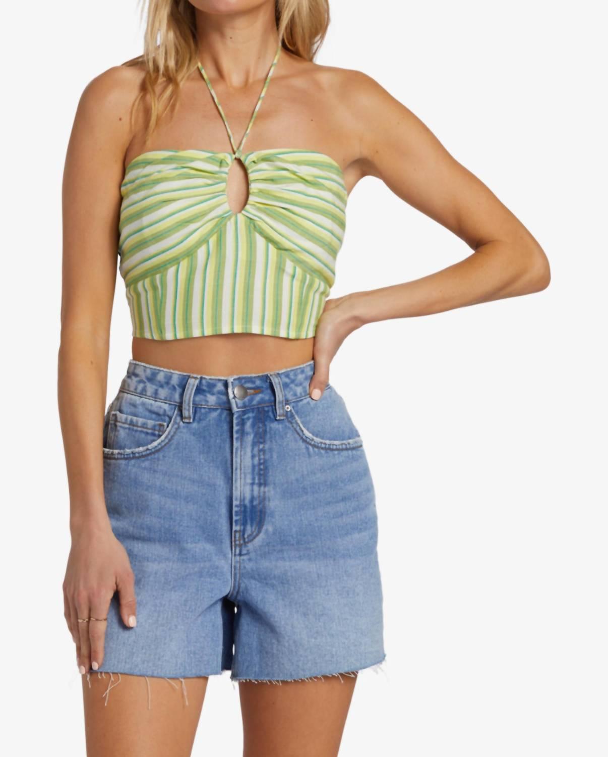 bright side halter top in palm green