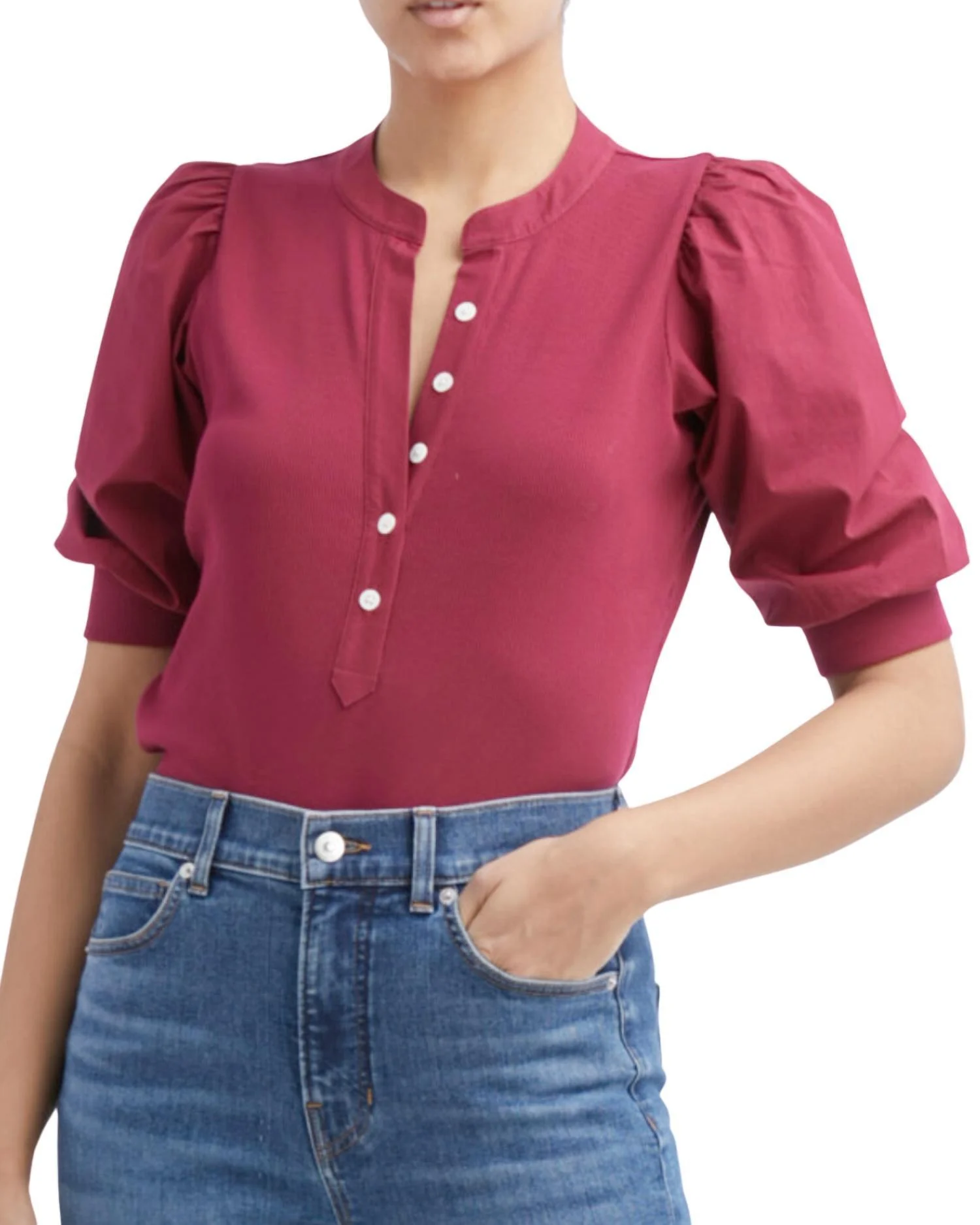 coralee top blouse in raspberry