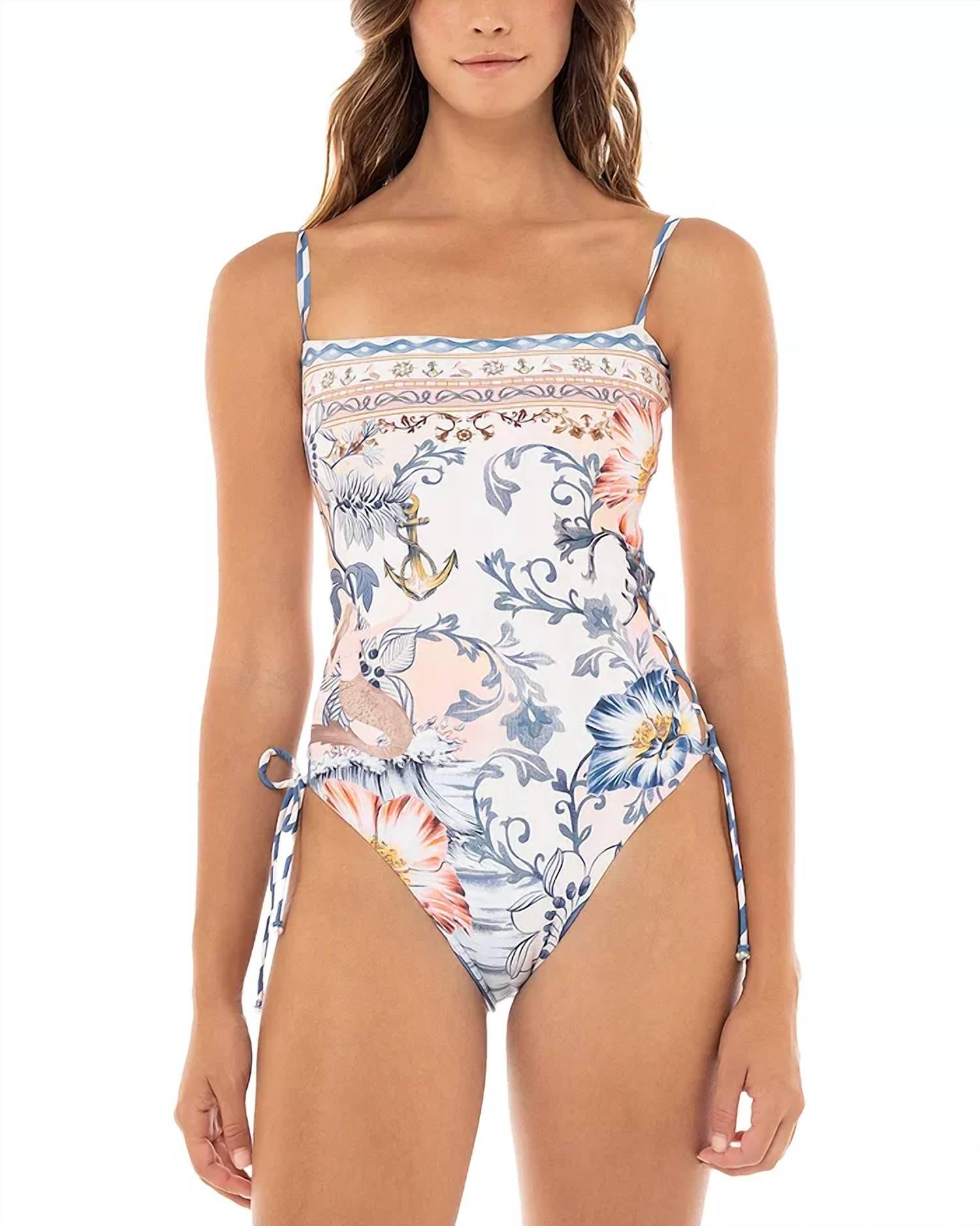 mariel reversible one piece swim suit in multi-colored