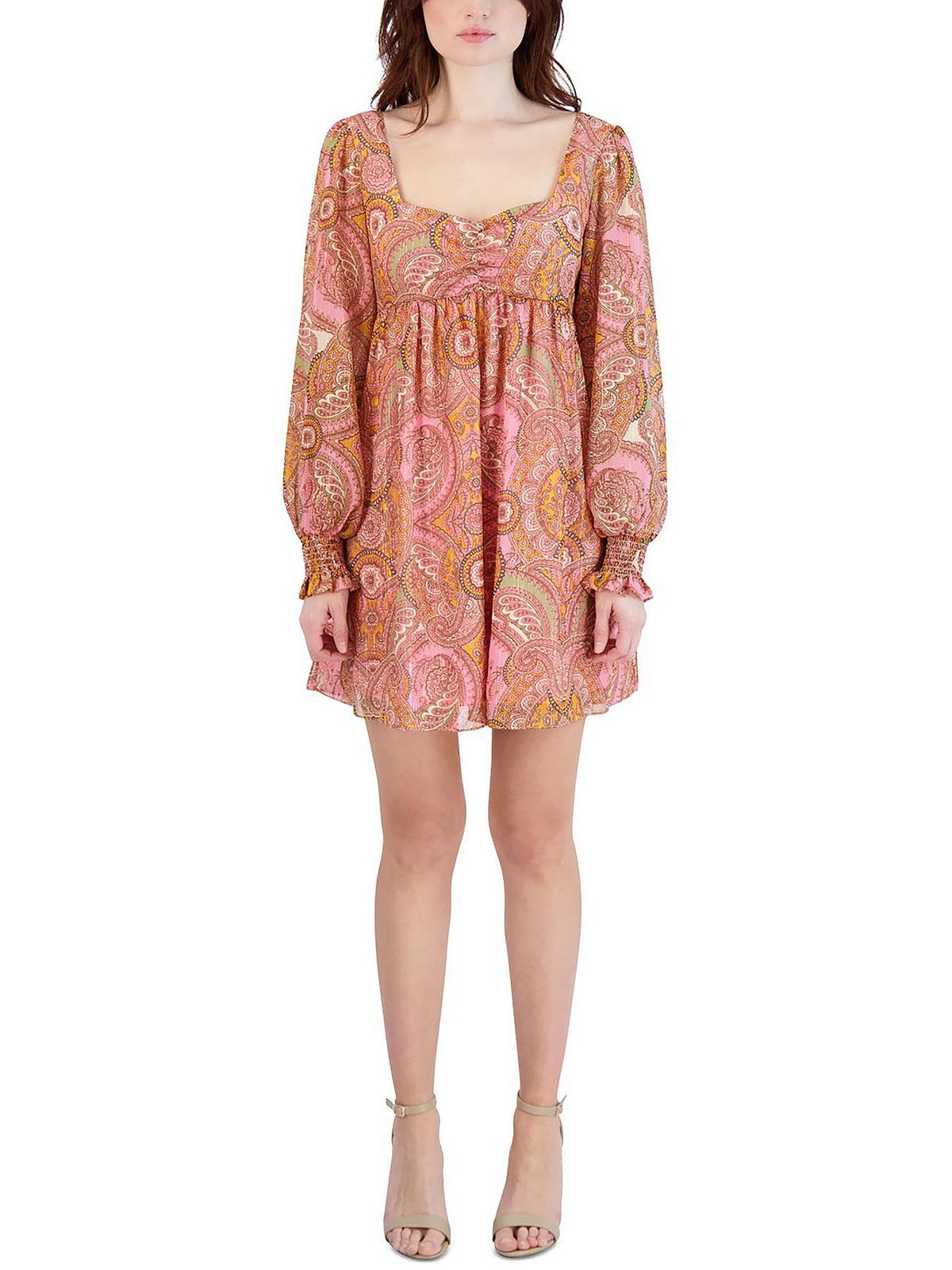 womens paisley mini babydoll dress