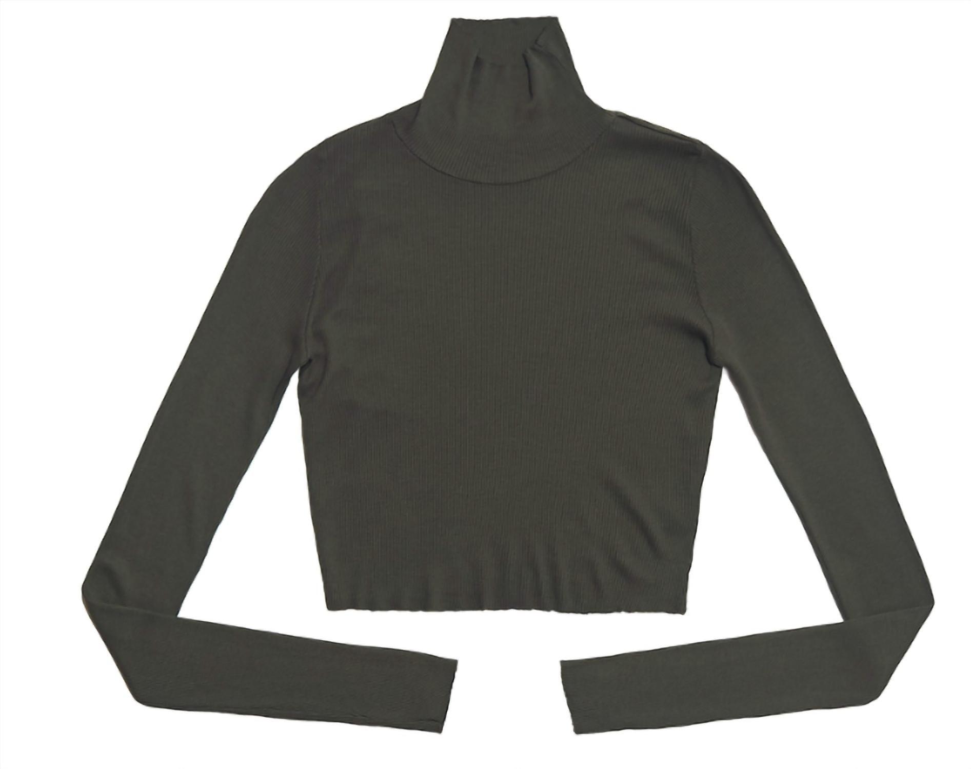 women's melbourne crop turtleneck in army