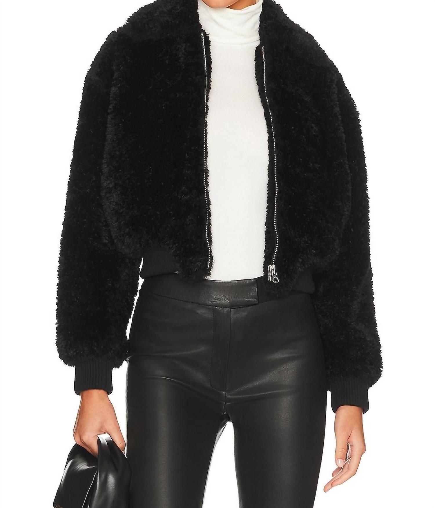 nikki faux fur jacket in black