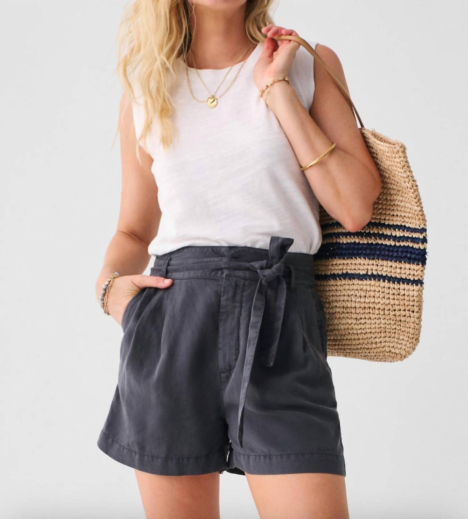 arlie day tie waist short in black