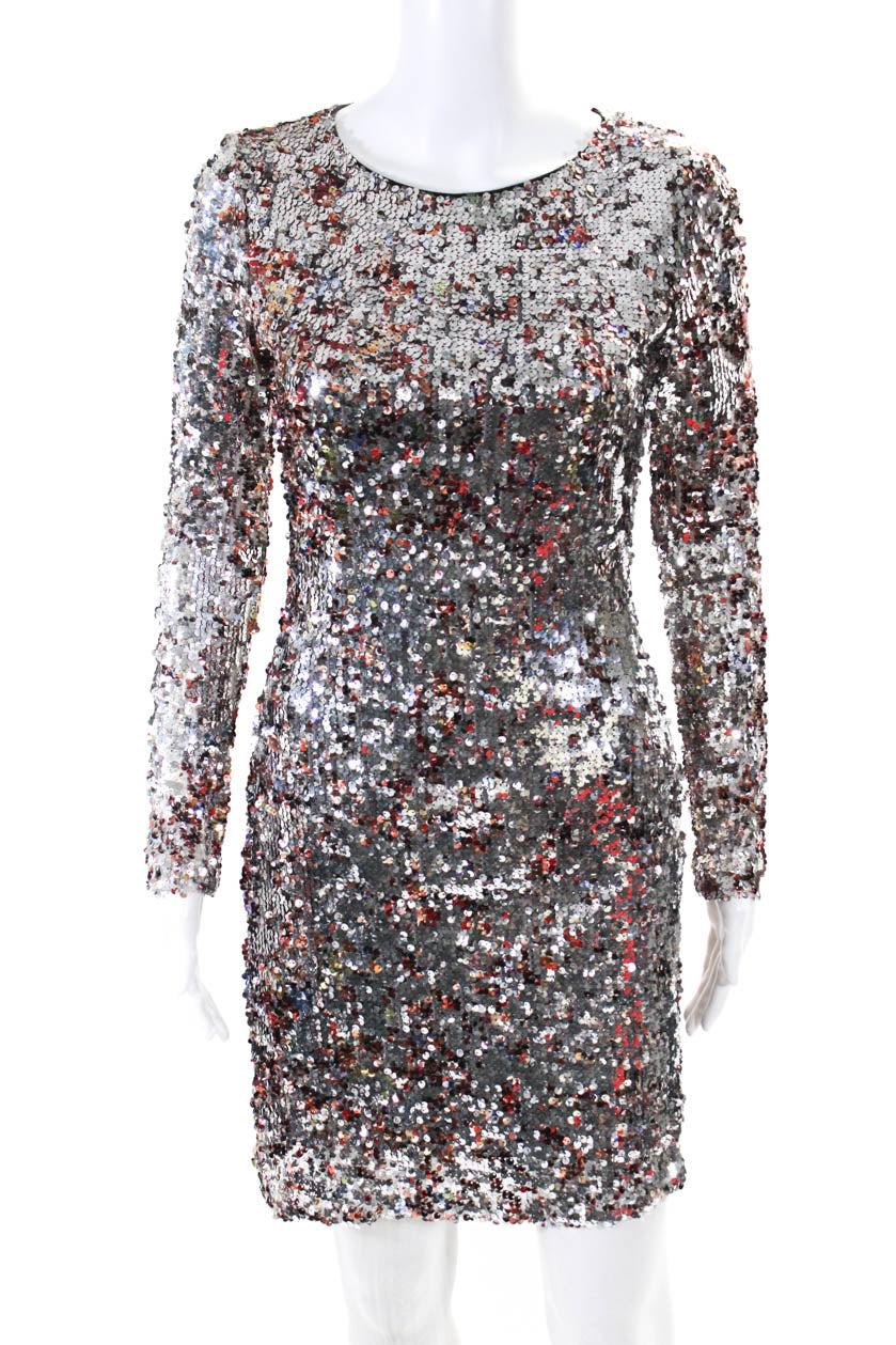 womens mini sequin pixie dress silver