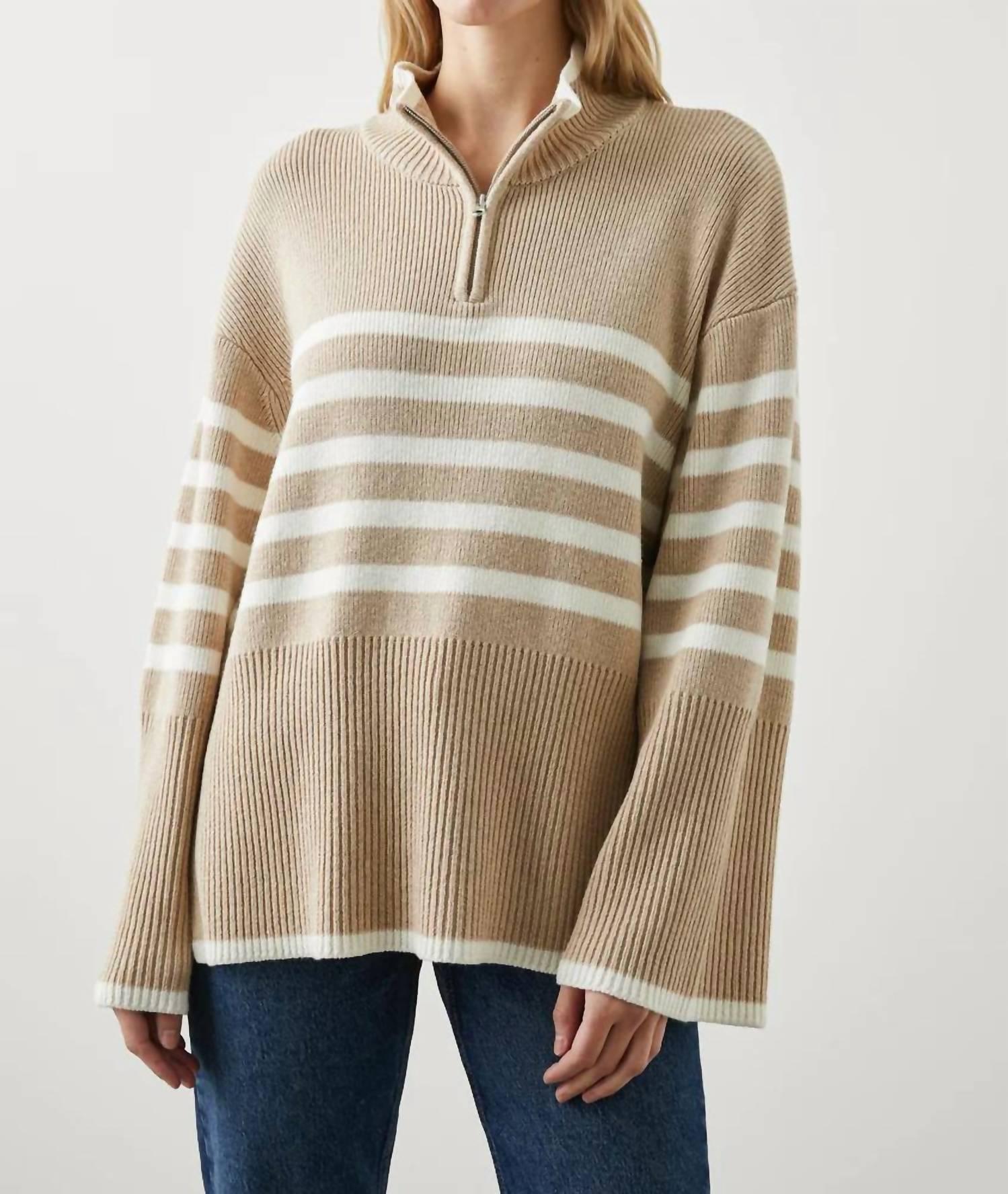 tessa sweater in sand stripe