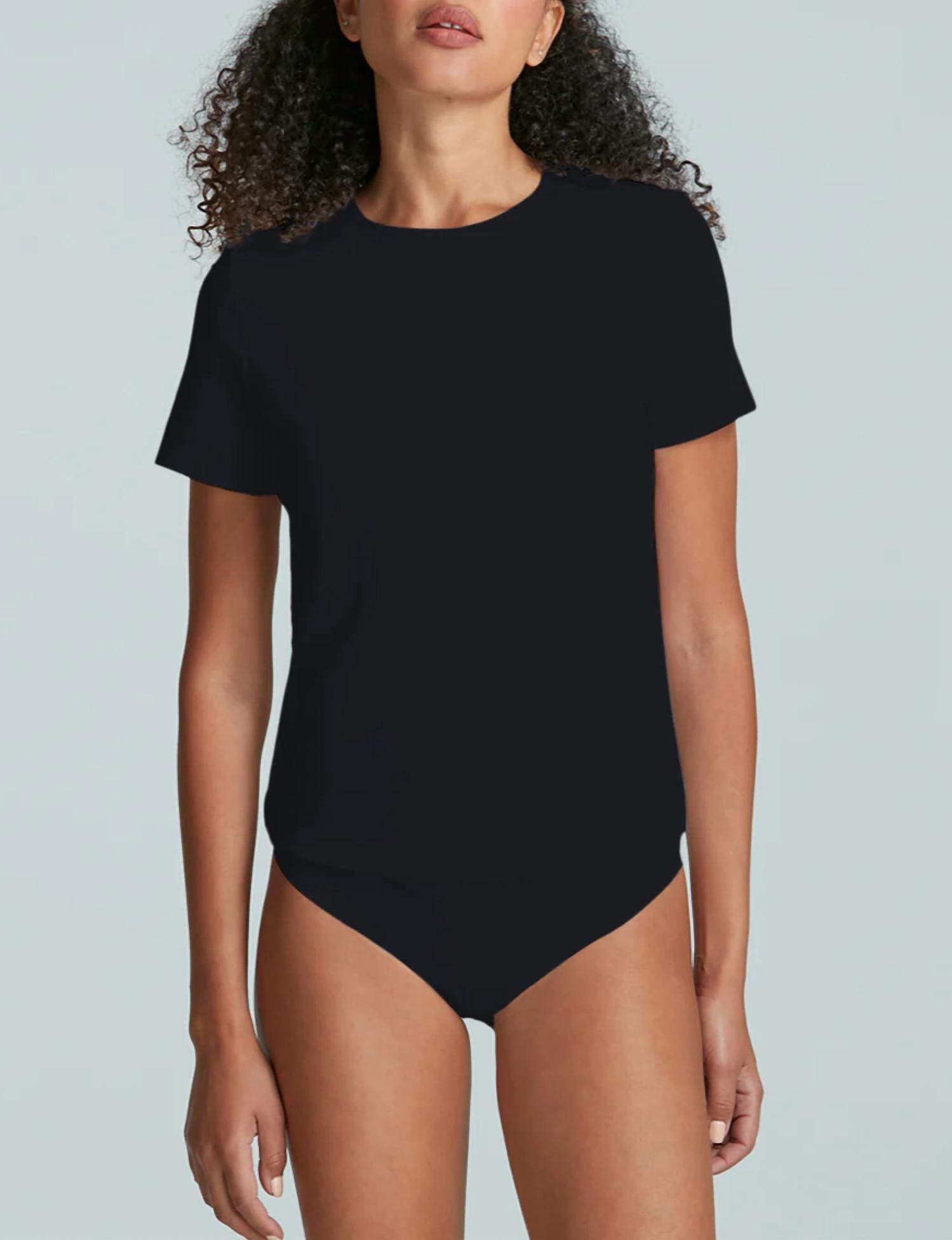 essential cotton crew bodysuit in black