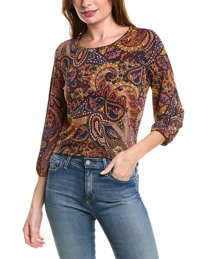 3/4-sleeve moss crepe blouse