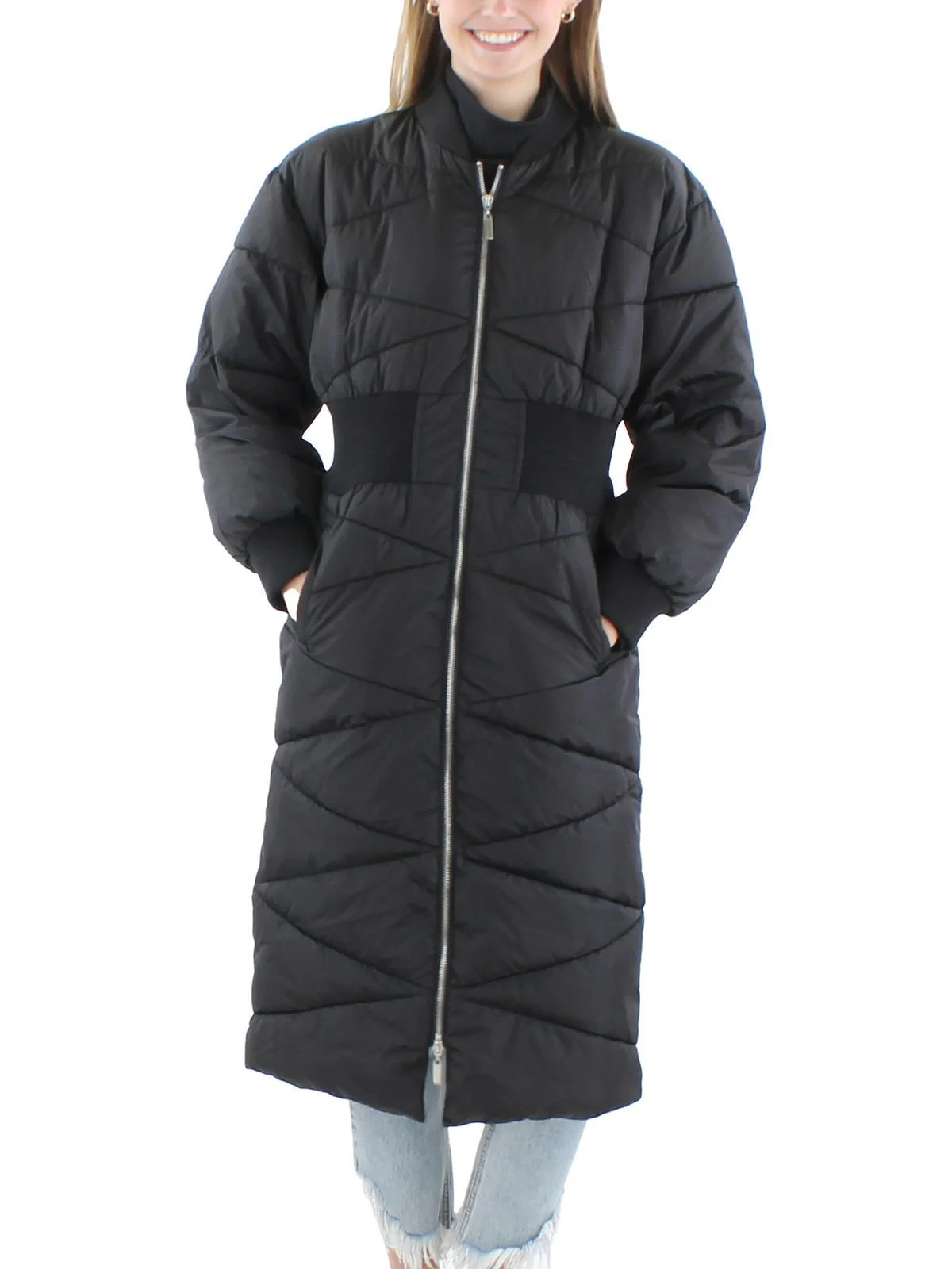 womens quilted nylon parka coat