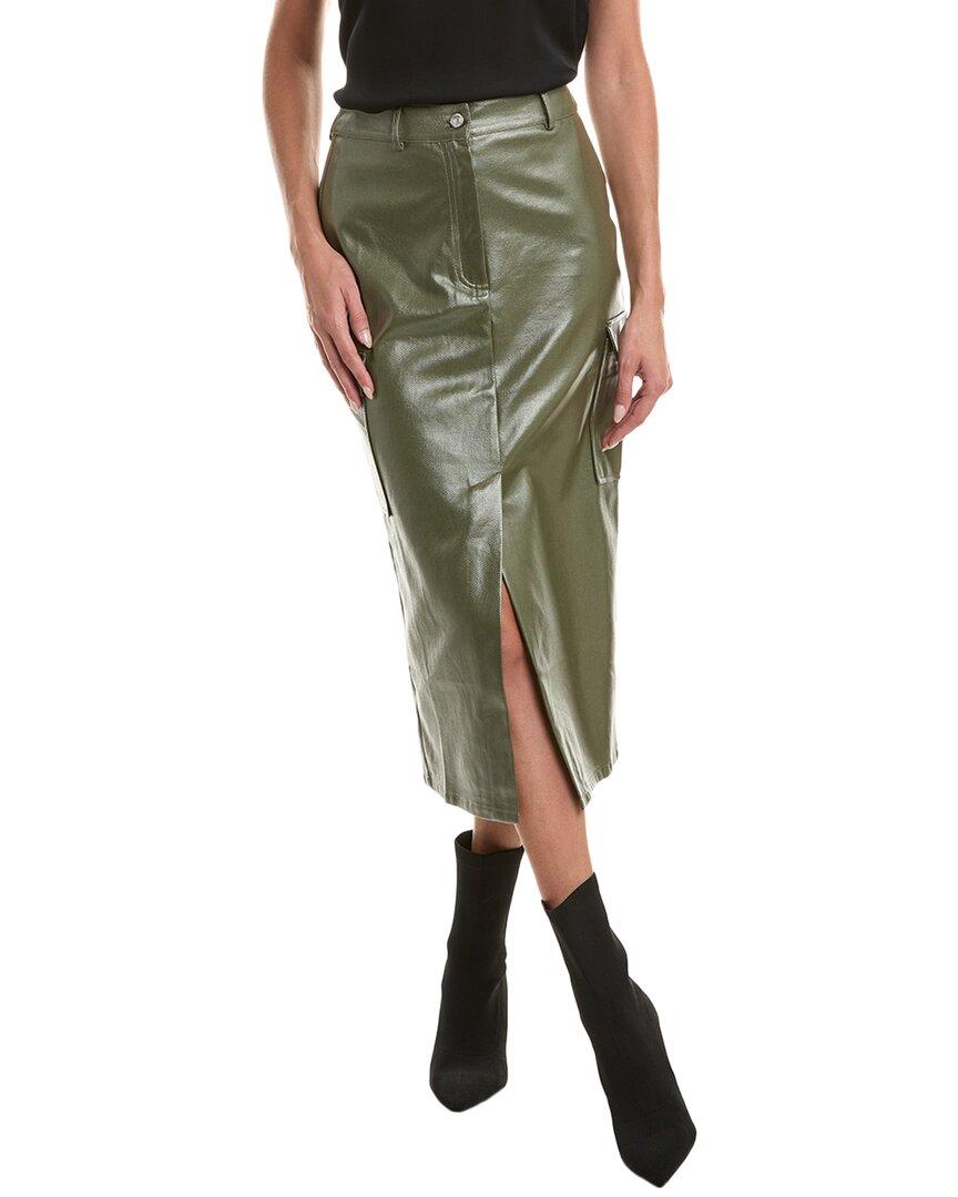 shiny denim cargo skirt