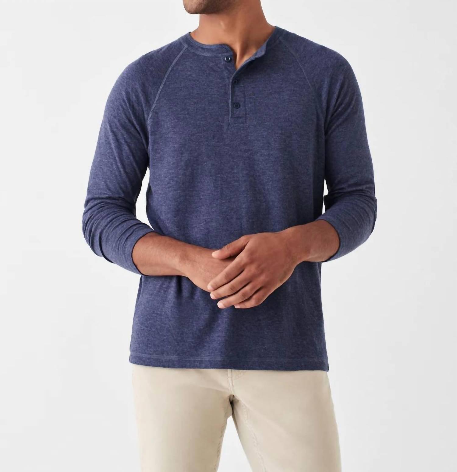 cloud long sleeve henley top in navy