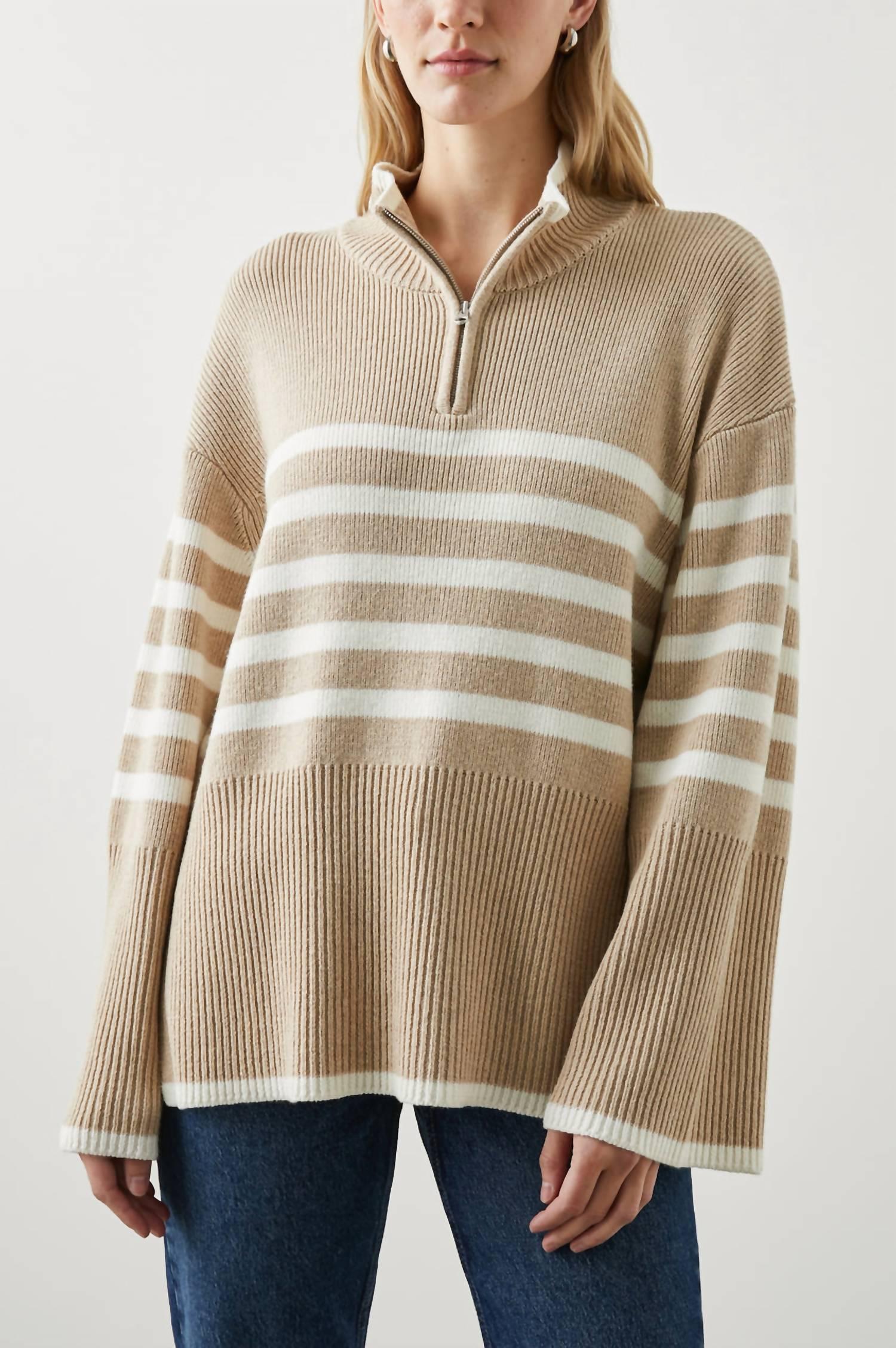 tessa sweater in sand stripe