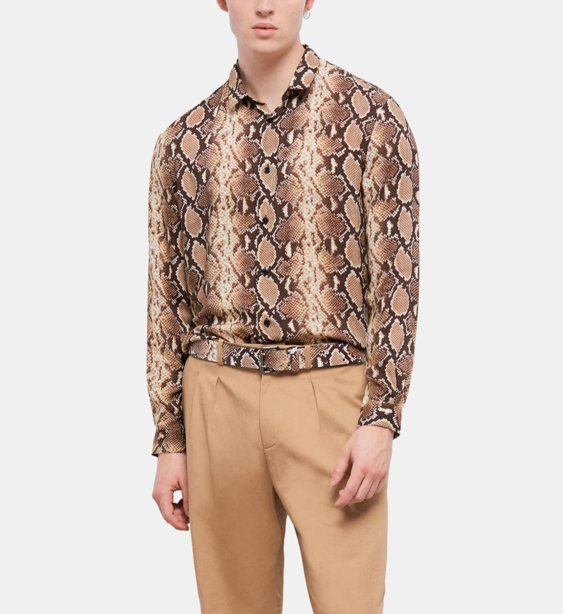 snakeskin print casual shirt