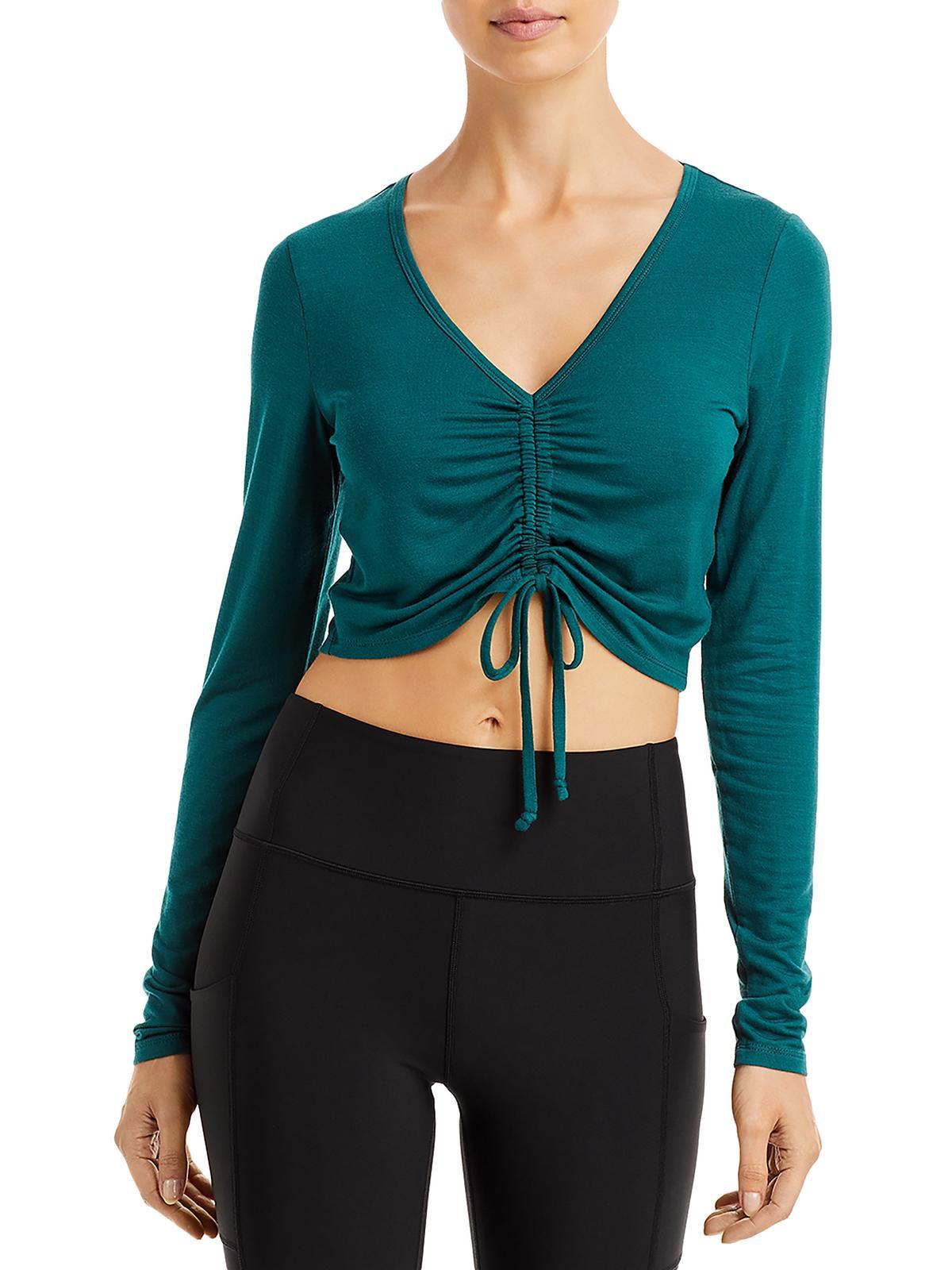 womens ruched active crop top