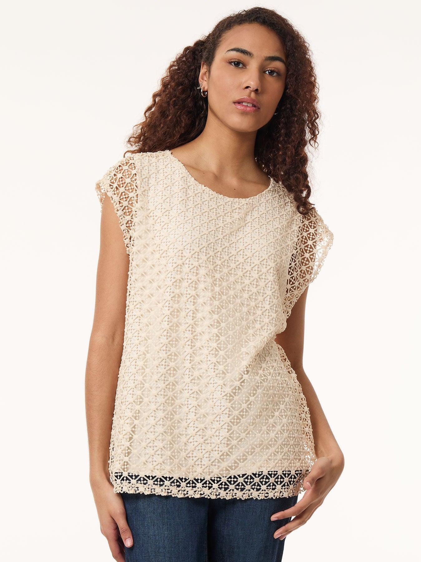 petite drop shoulder top, lafayette lace