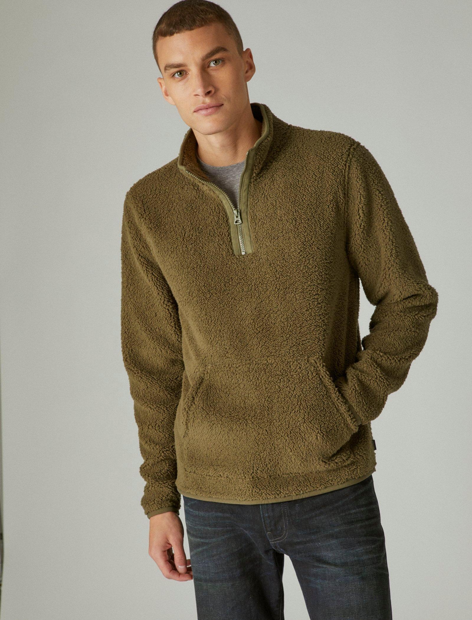 men's solid hi-pile utility mock neck