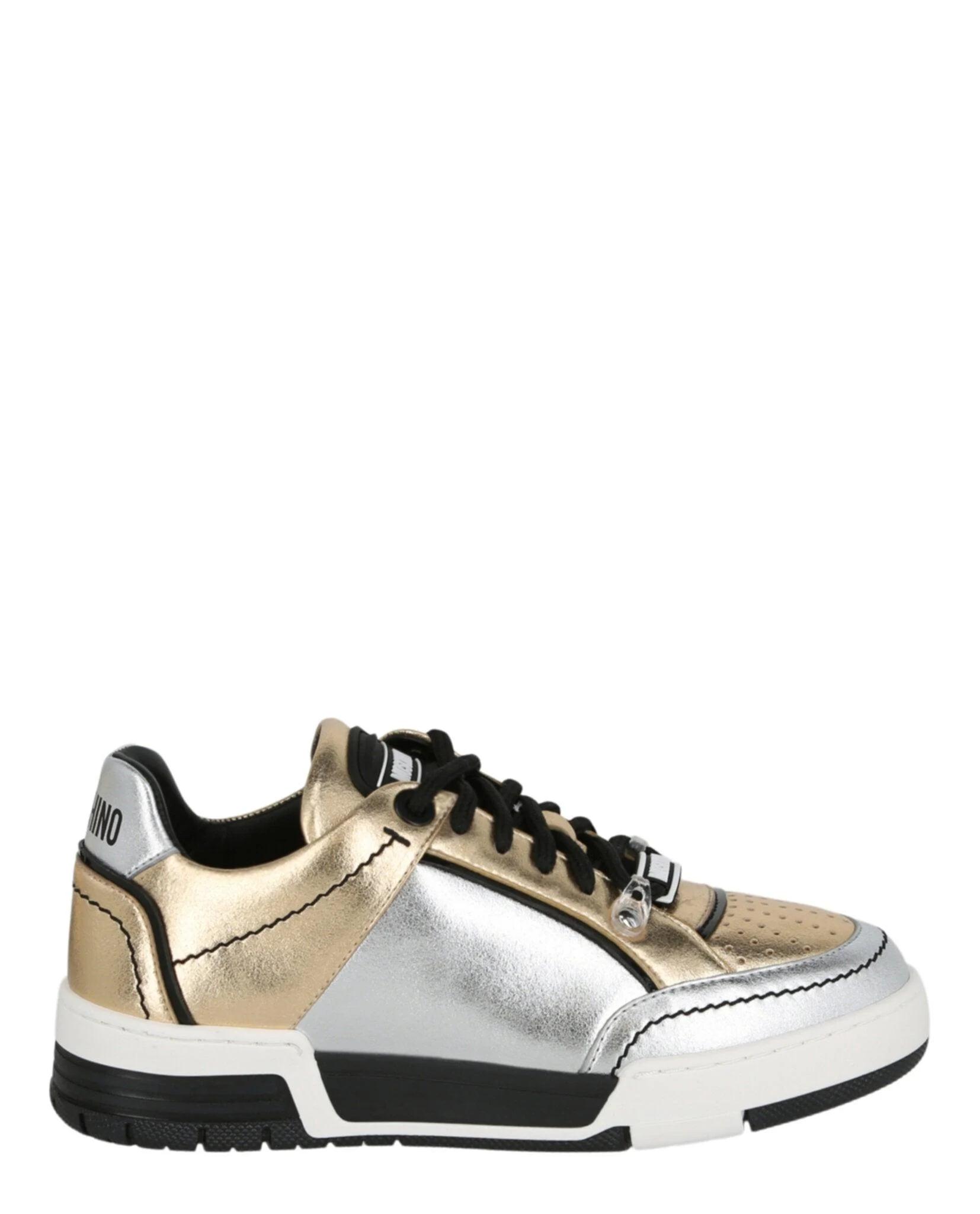 metallic colorblocked low-top sneakers