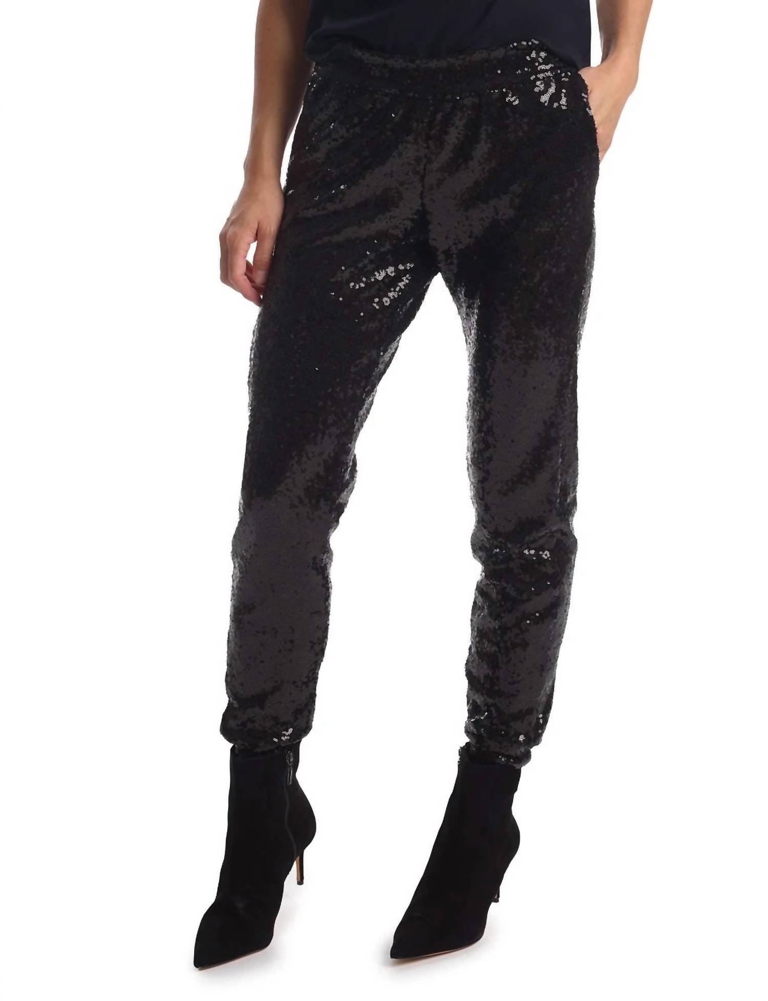 sequin jogger in black