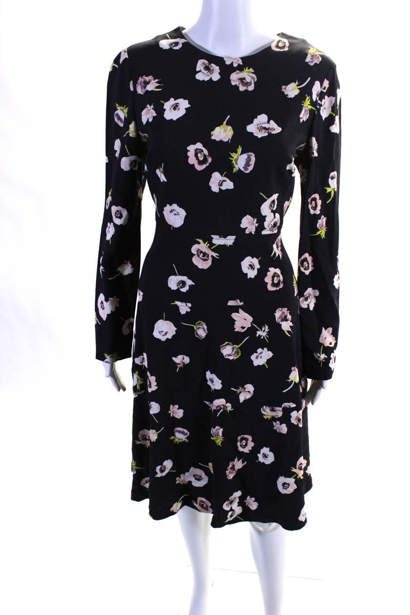 women's round neck long sleeves tiered midi dress floral