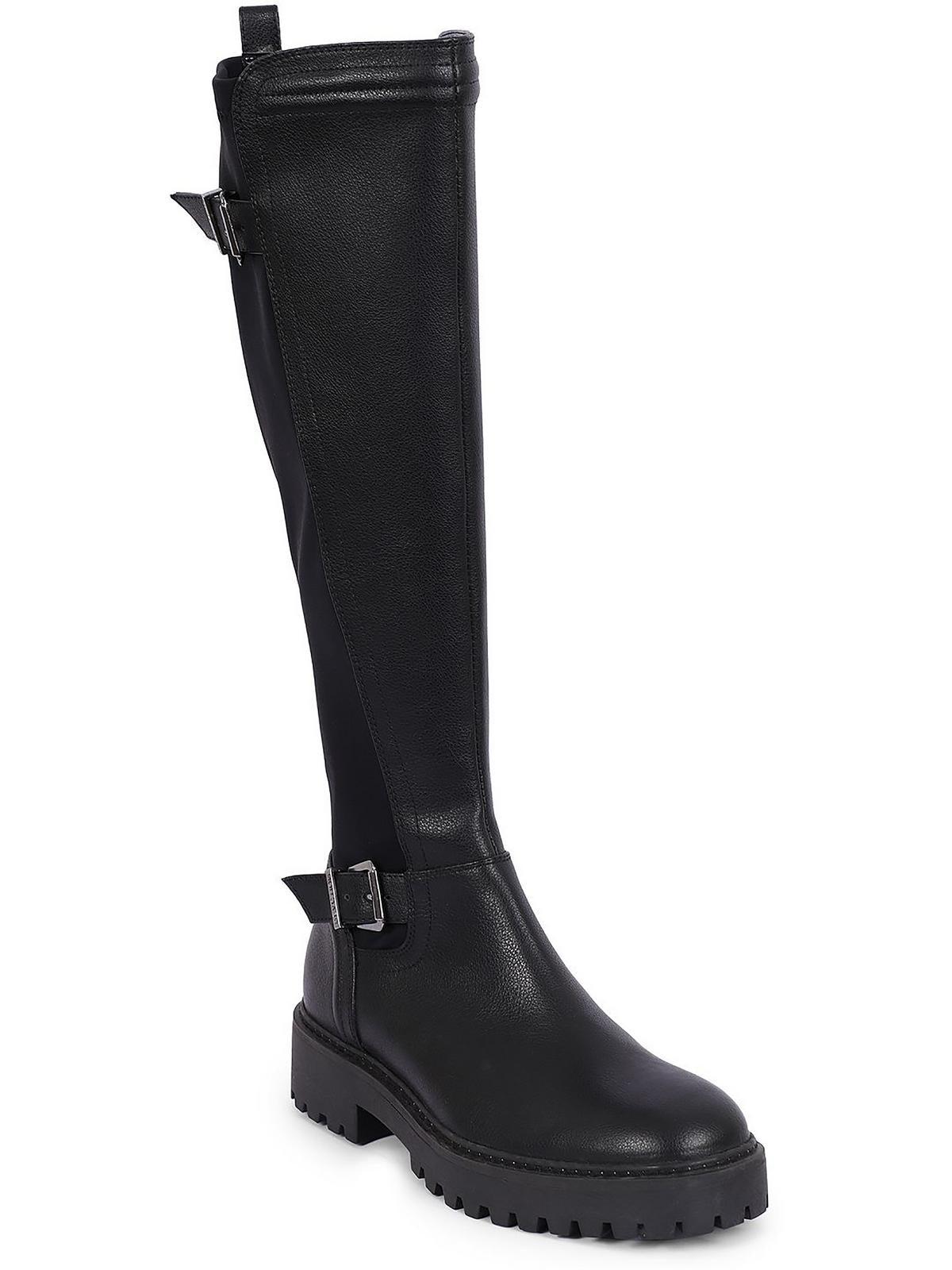 salt lug ttk biker womens faux leather tall knee-high boots