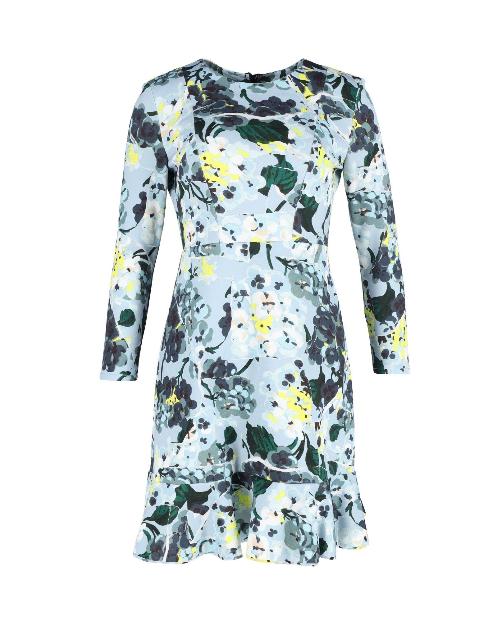 judy floral-print mini dress in blue polyester