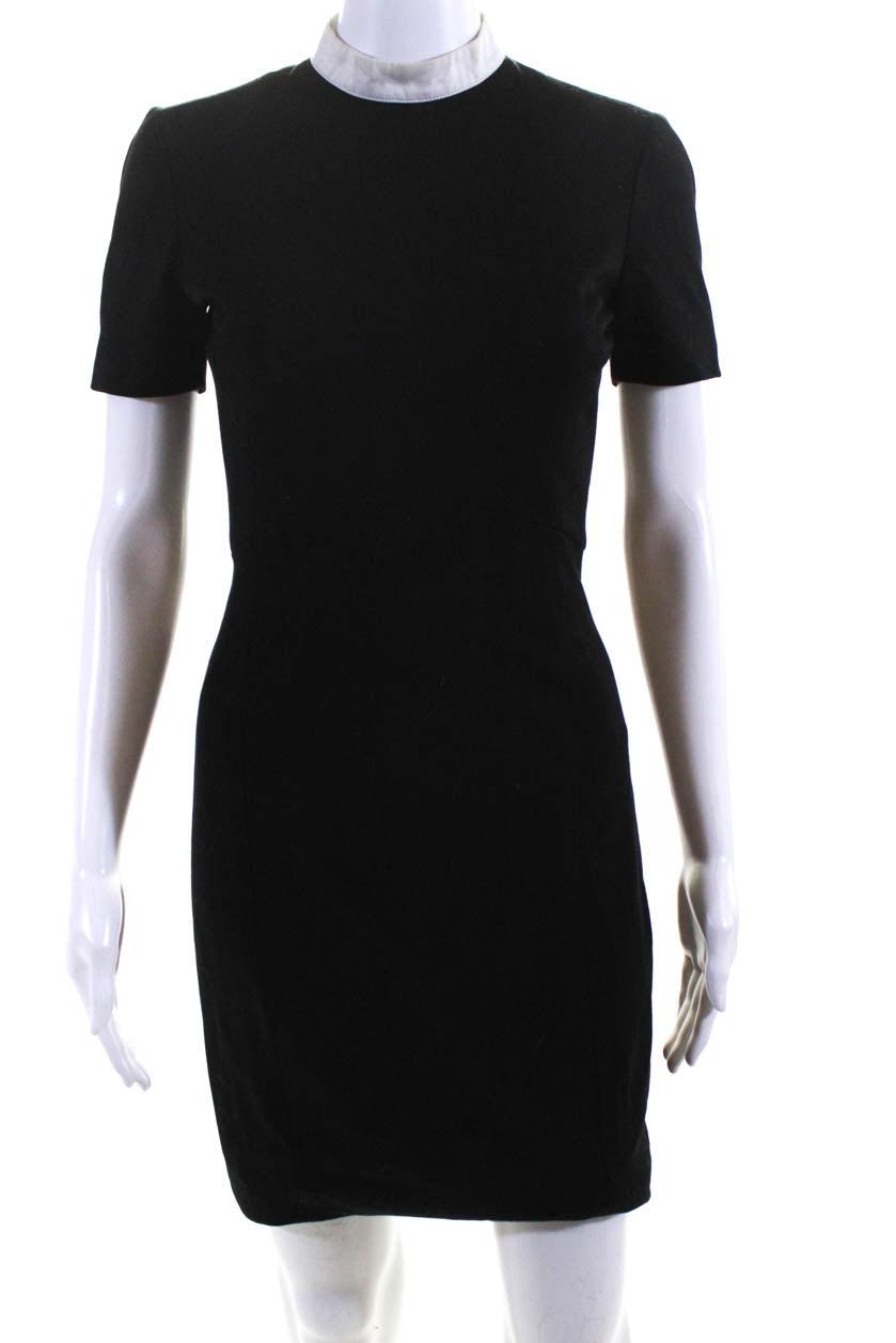 women's short sleeve knee length sheath dress black