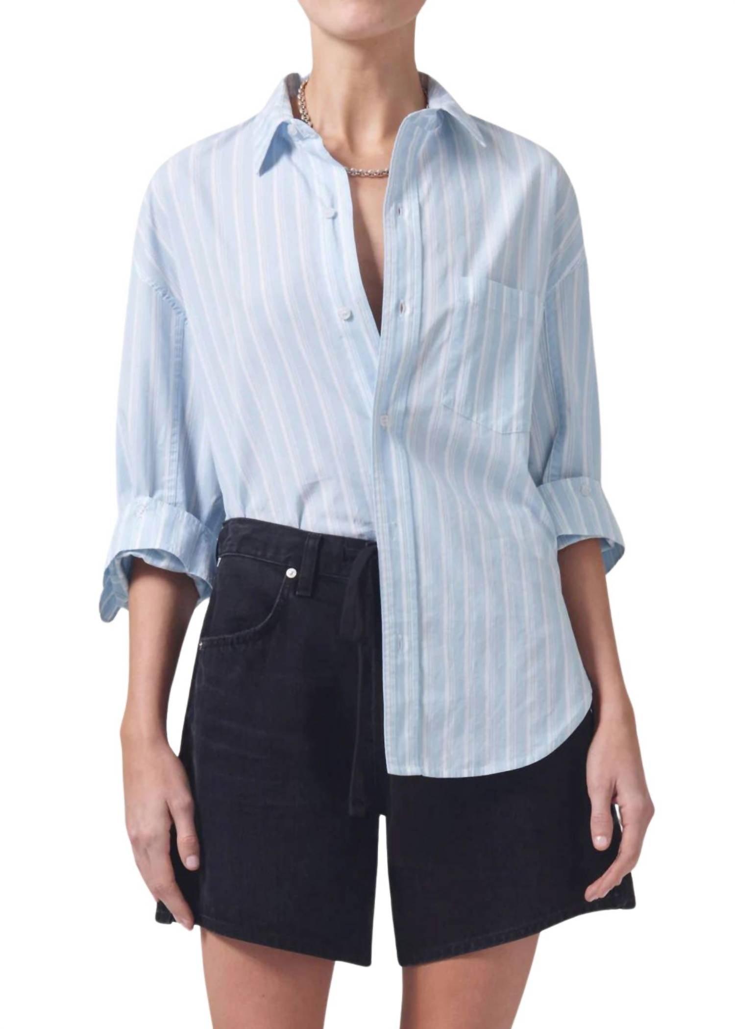 kayla button down shirt in mrino stripe