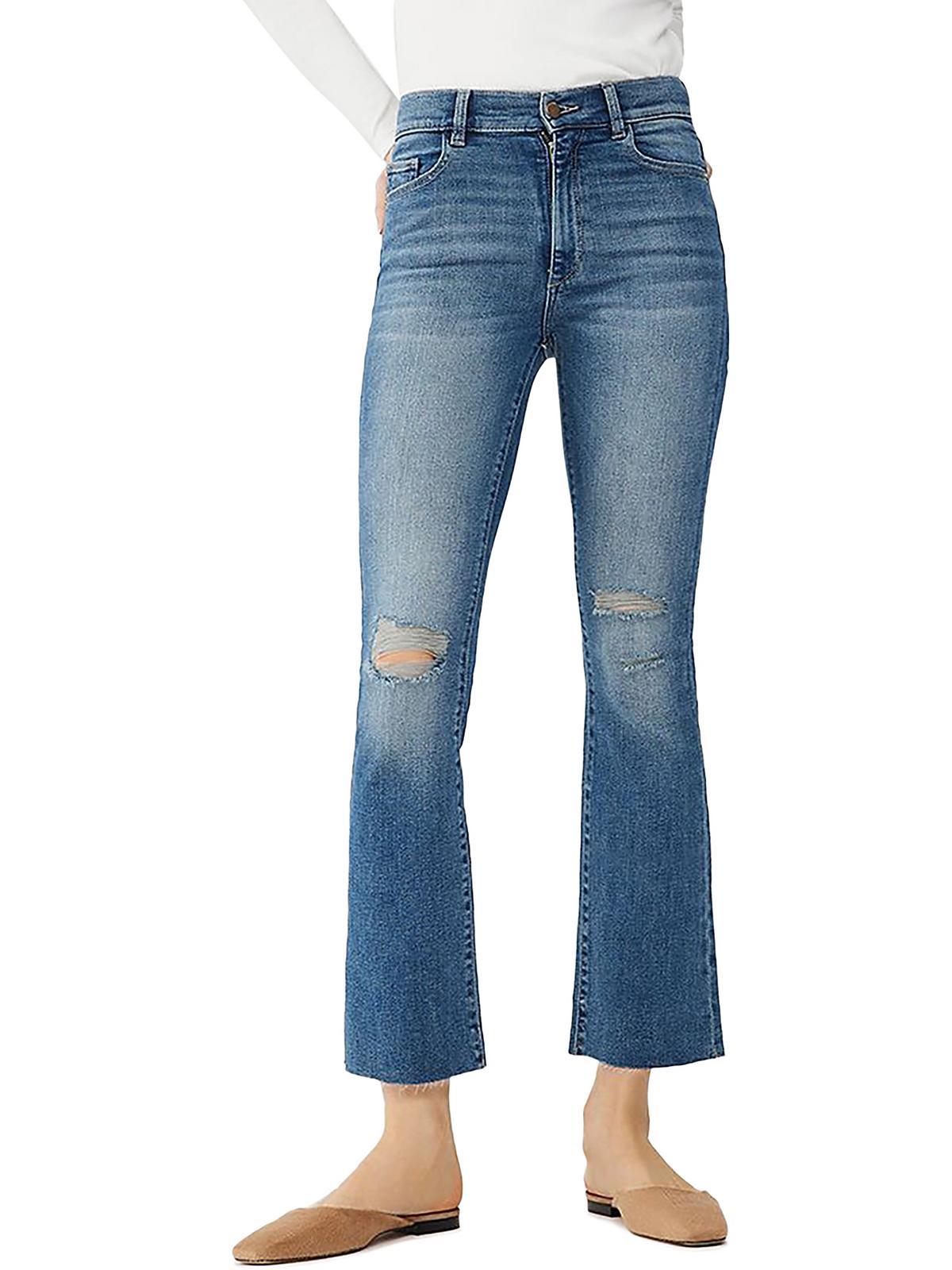 womens high rise distressed bootcut jeans