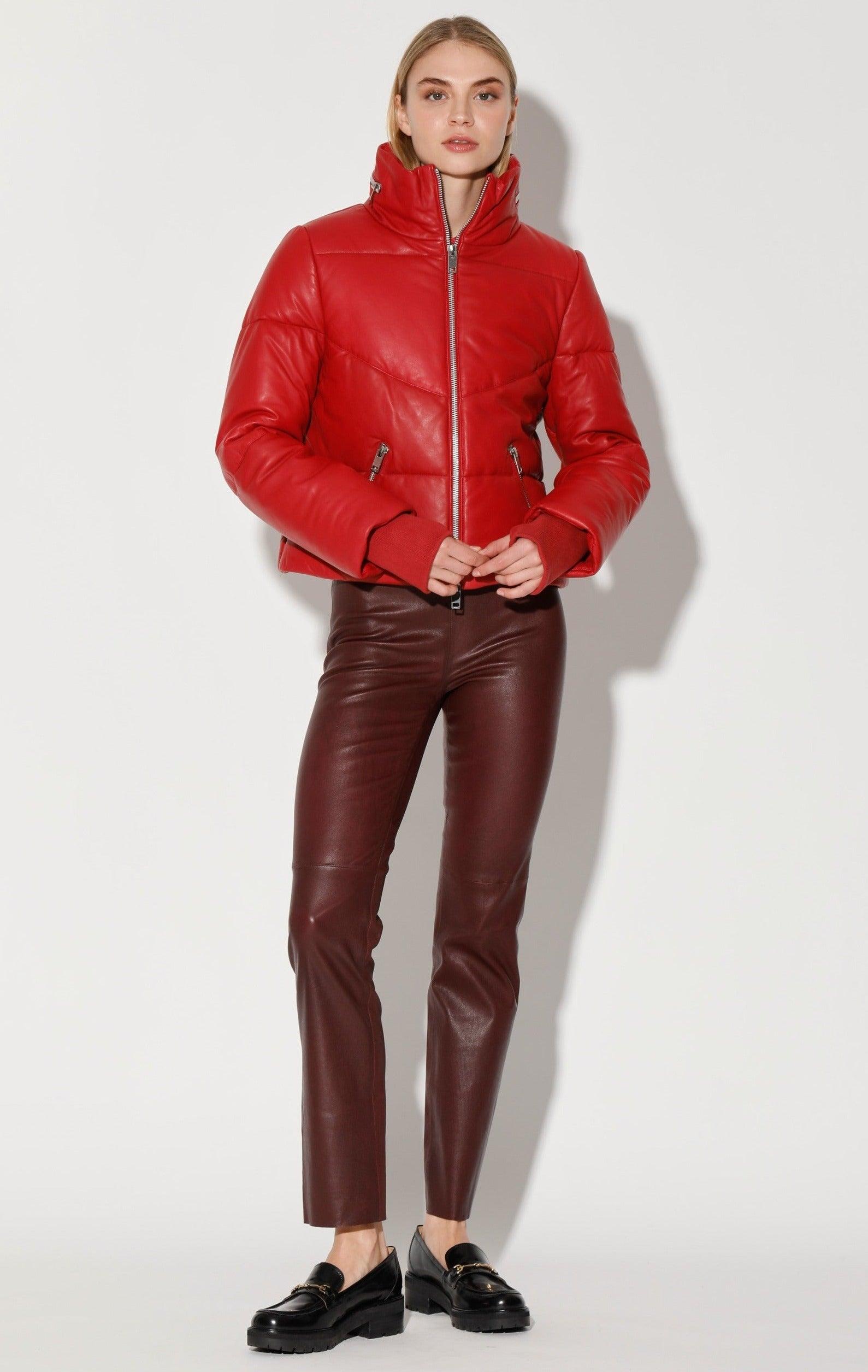 edwina jacket, red - leather