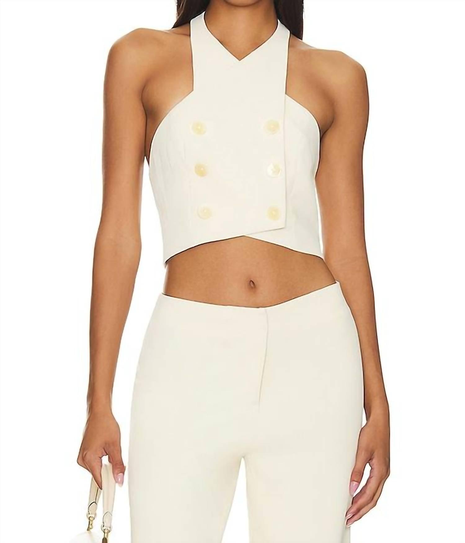 button halter top in white