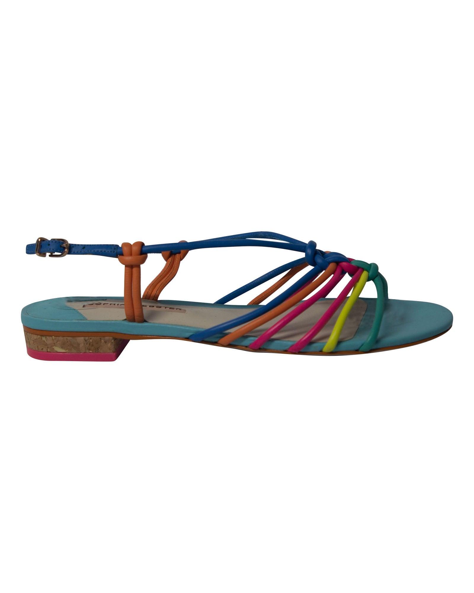 rainbow strappy sandals in multicolor leather