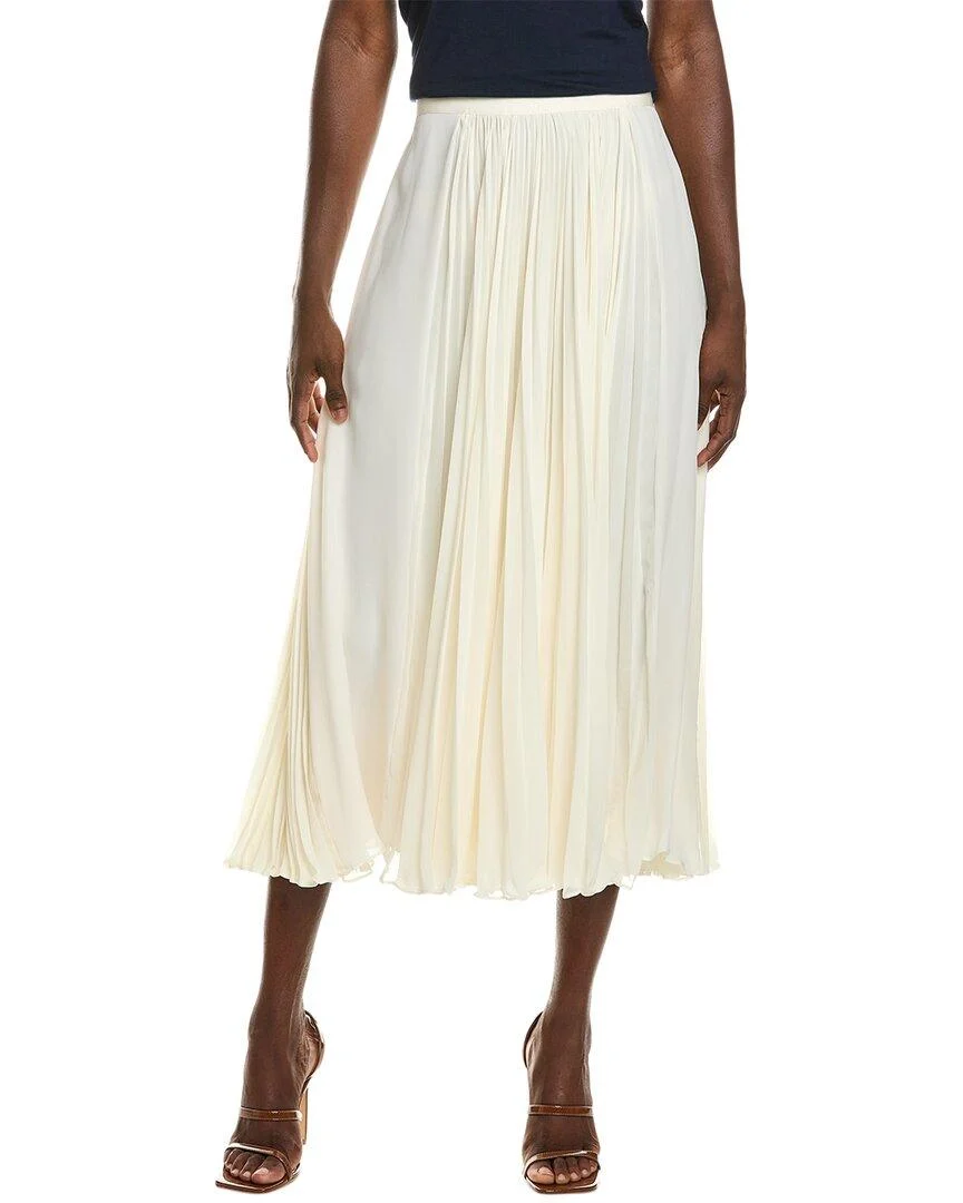 pleated silk a-line skirt