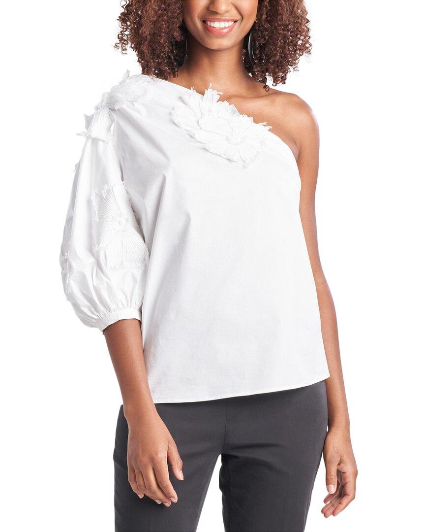 one-shoulder poplin top