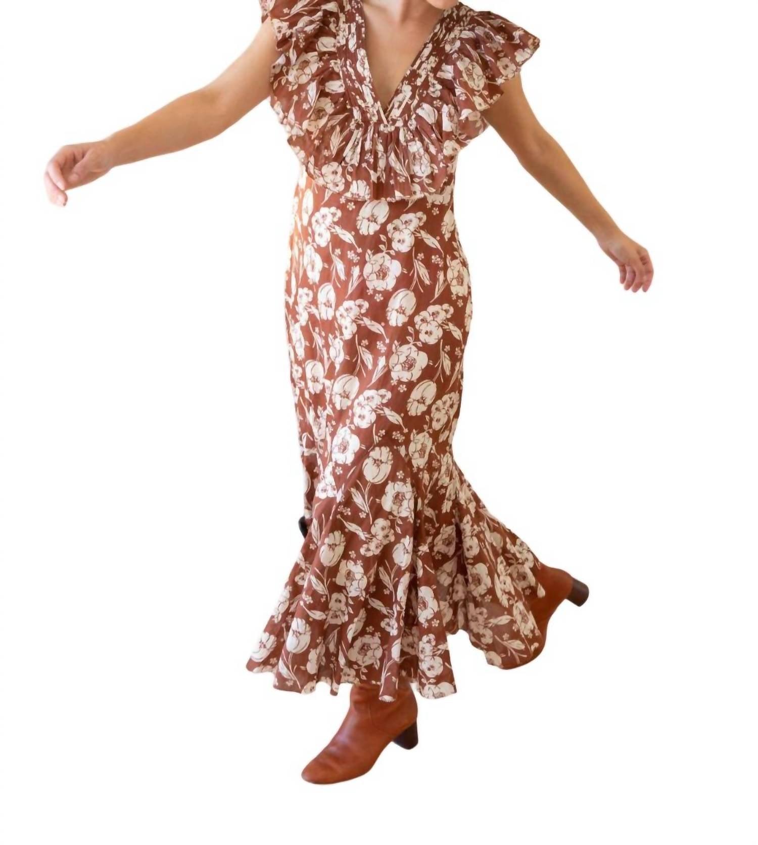 renaissance dress in hickory whisper floral