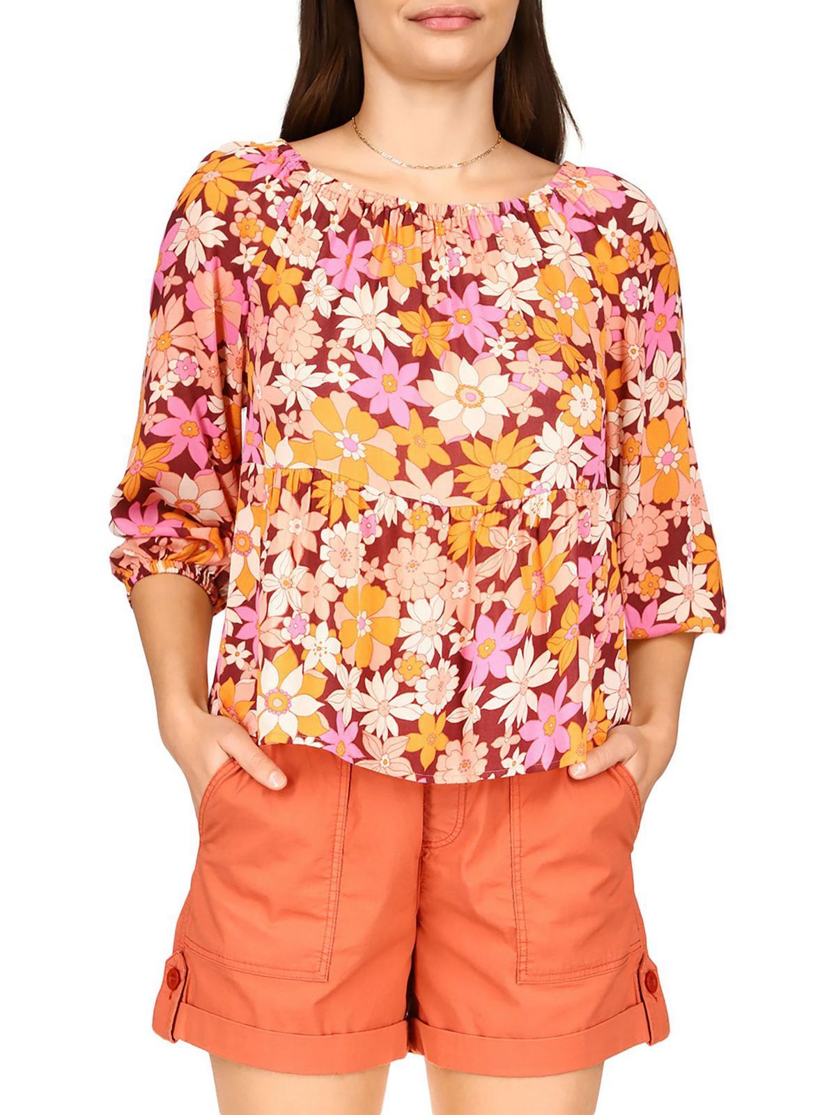 womens floral print peplum blouse